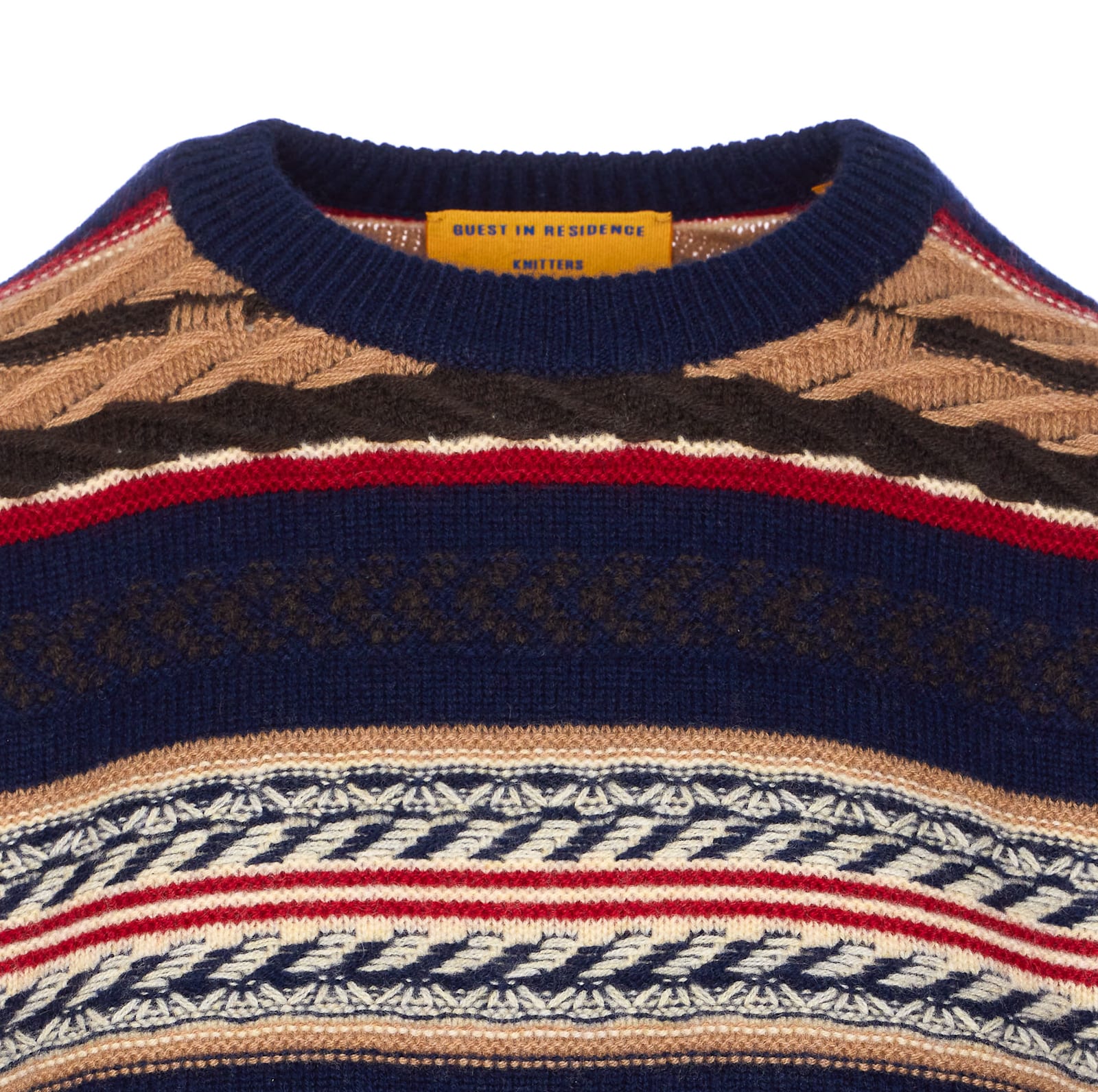Guest In Residence Western Fringed Striped Wool And Cashmere-blend Sweater In Blue
