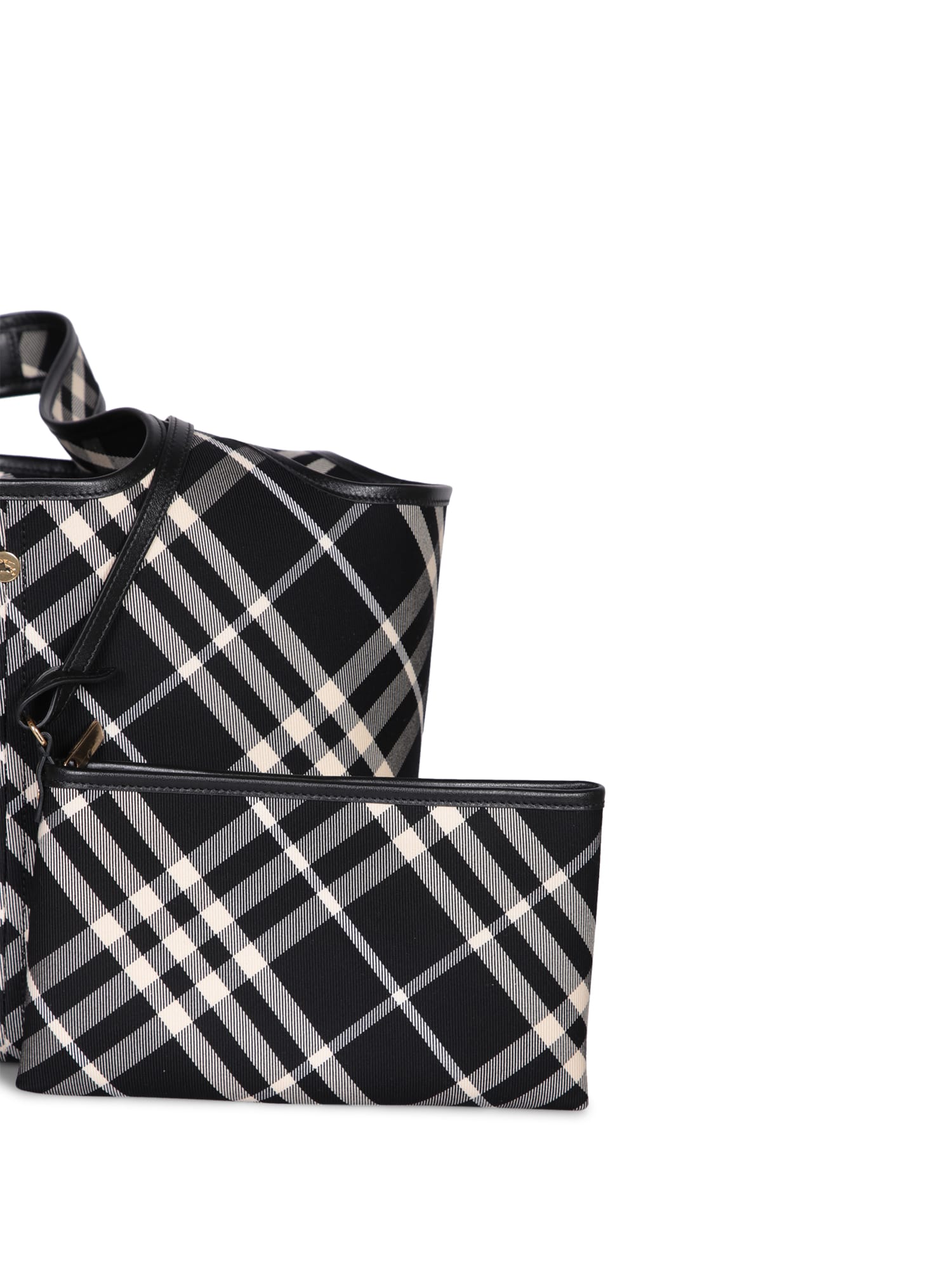 Shop Burberry Black-ivory Small Tote Bag