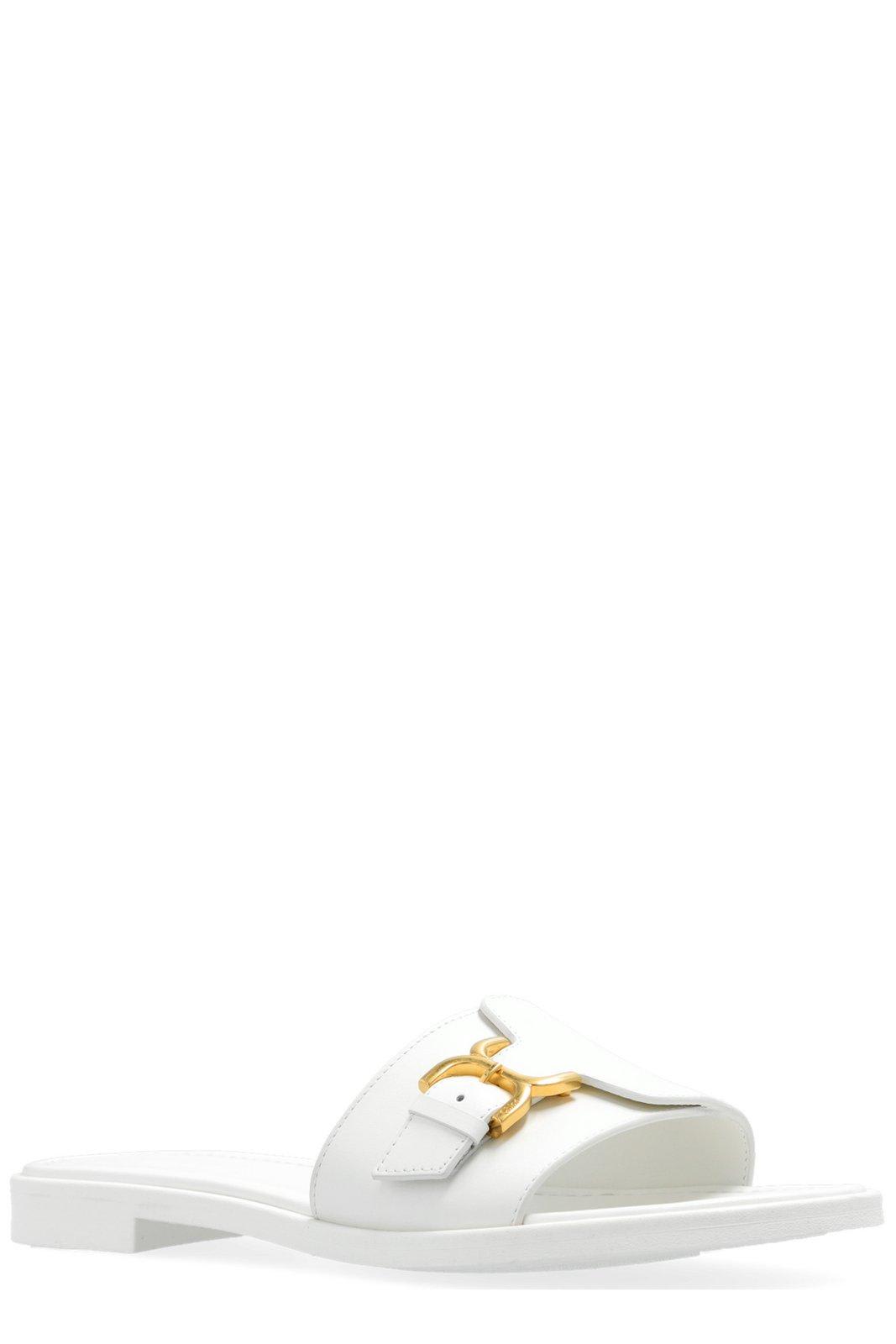 Chloé Marcie Buckle Detailed Slides In Eggshell