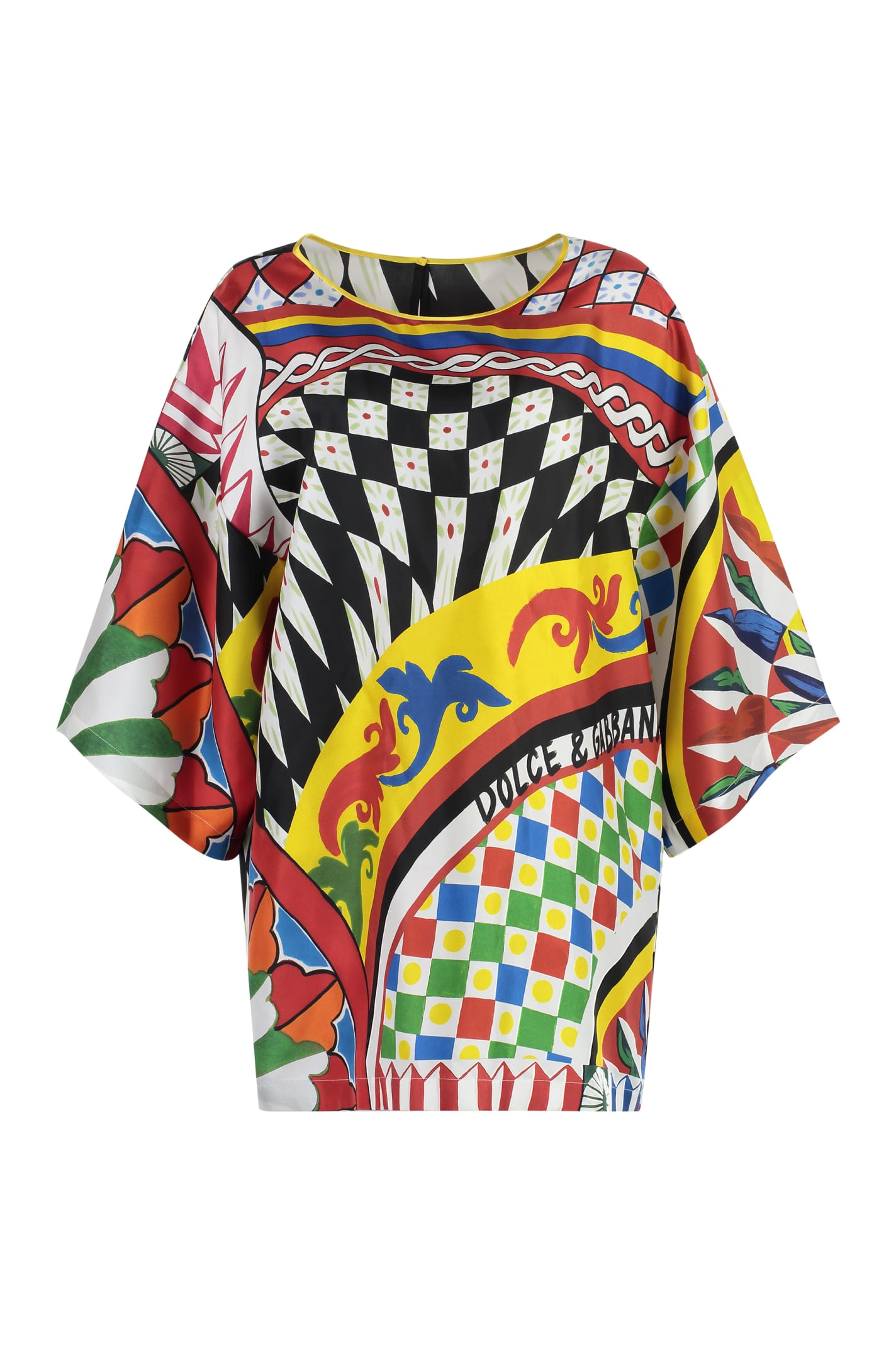 Shop Dolce & Gabbana Printed Silk Blouse In Multicolor