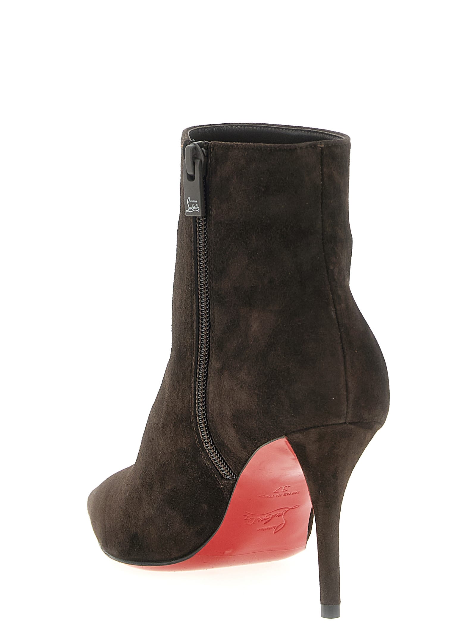 Christian Louboutin Miss Z 80 Suede Ankle Boots In Brown