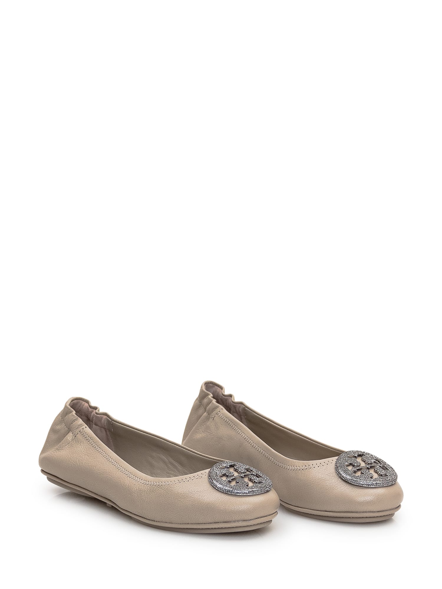 Shop Tory Burch Minnie Ballet In Stone Gray Silver