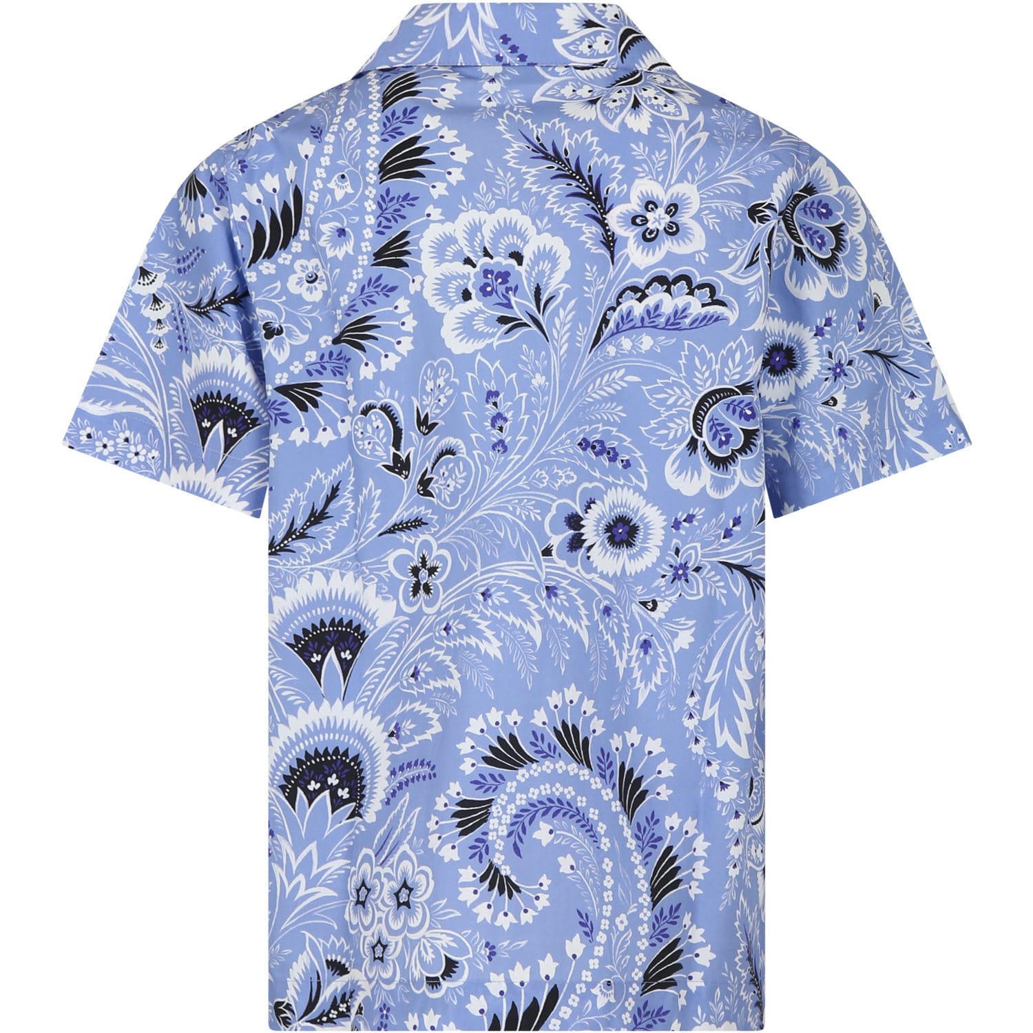 Shop Etro Sky Blue Shirt For Boy With Paisley Pattern In Light Blue