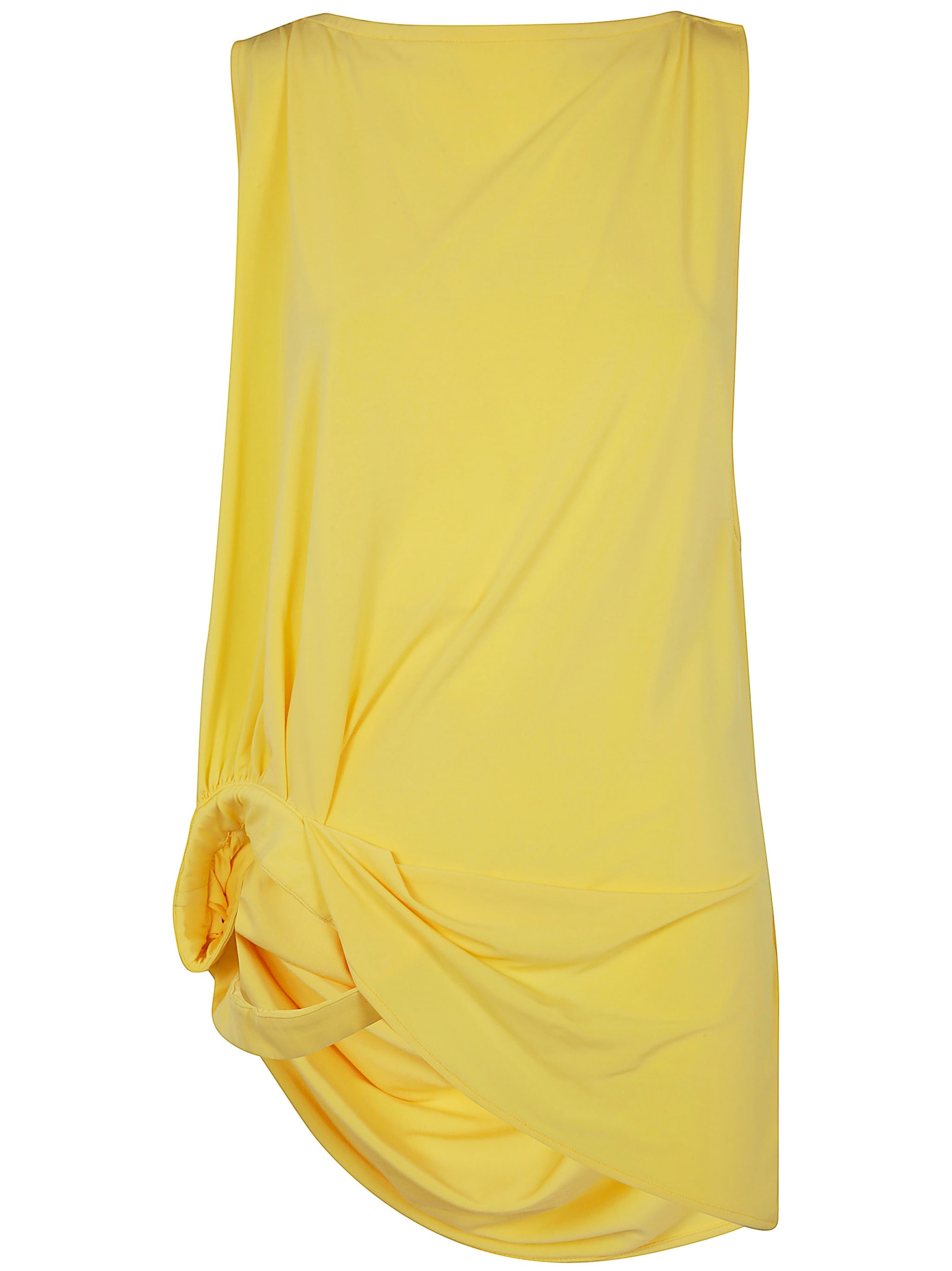 Jacquemus Draped Sleeveless Asymmetric Lightweight Top In Yellow