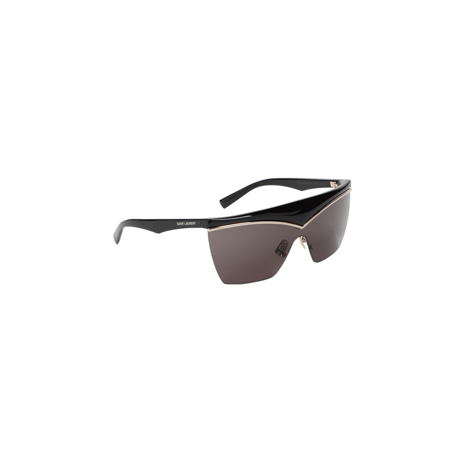 Saint Laurent Sl 614 Mask Sunglasses With Metal Accents In Black
