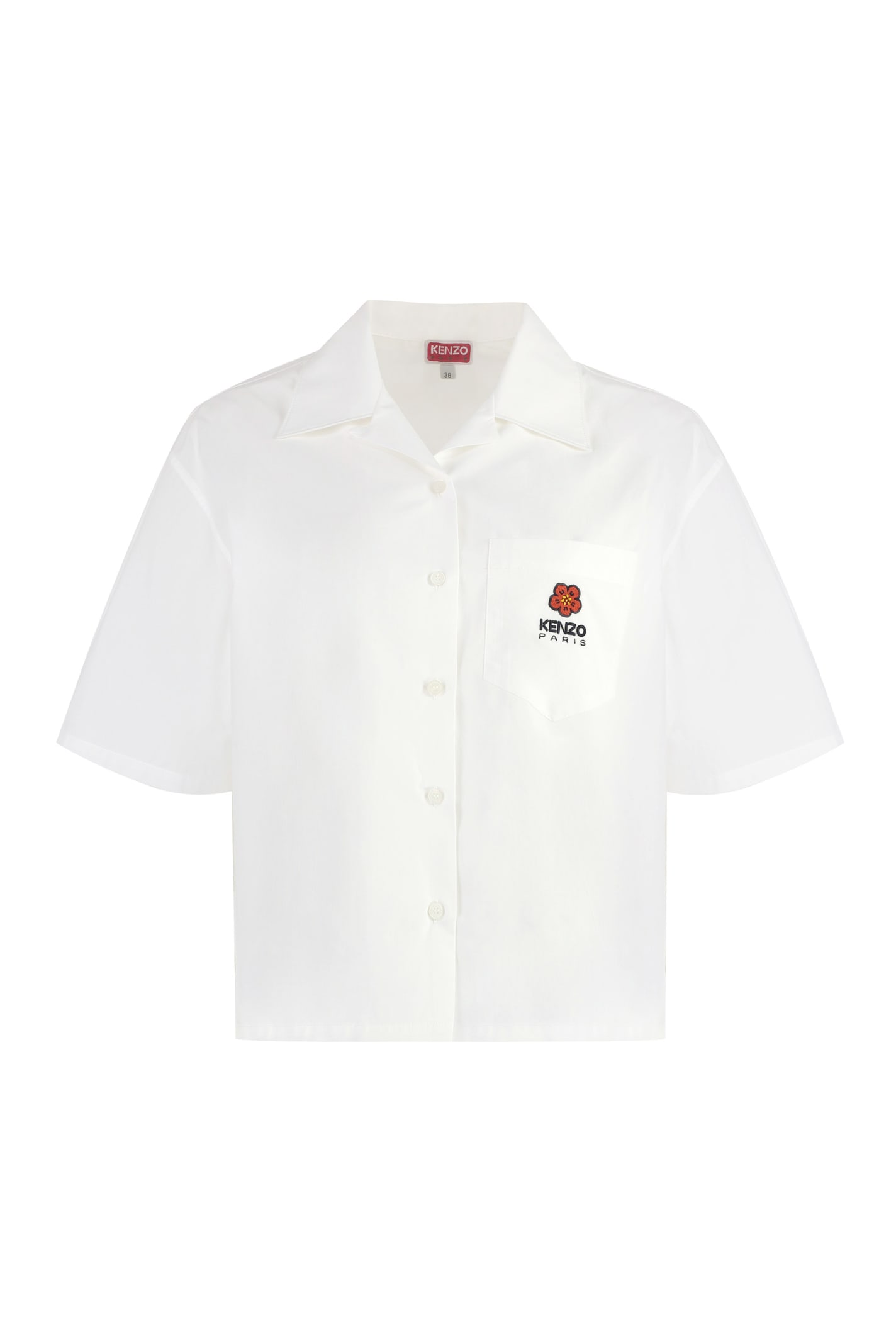 Shop Kenzo Short Sleeve Cotton Shirt In White