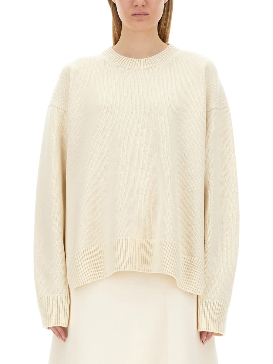 Shop Jil Sander Wool Sweater In Ivory