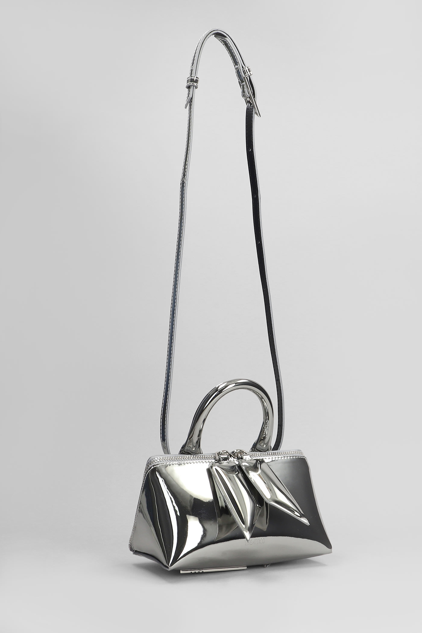 Shop Attico Friday Shoulder Bag In Silver Polyuretan