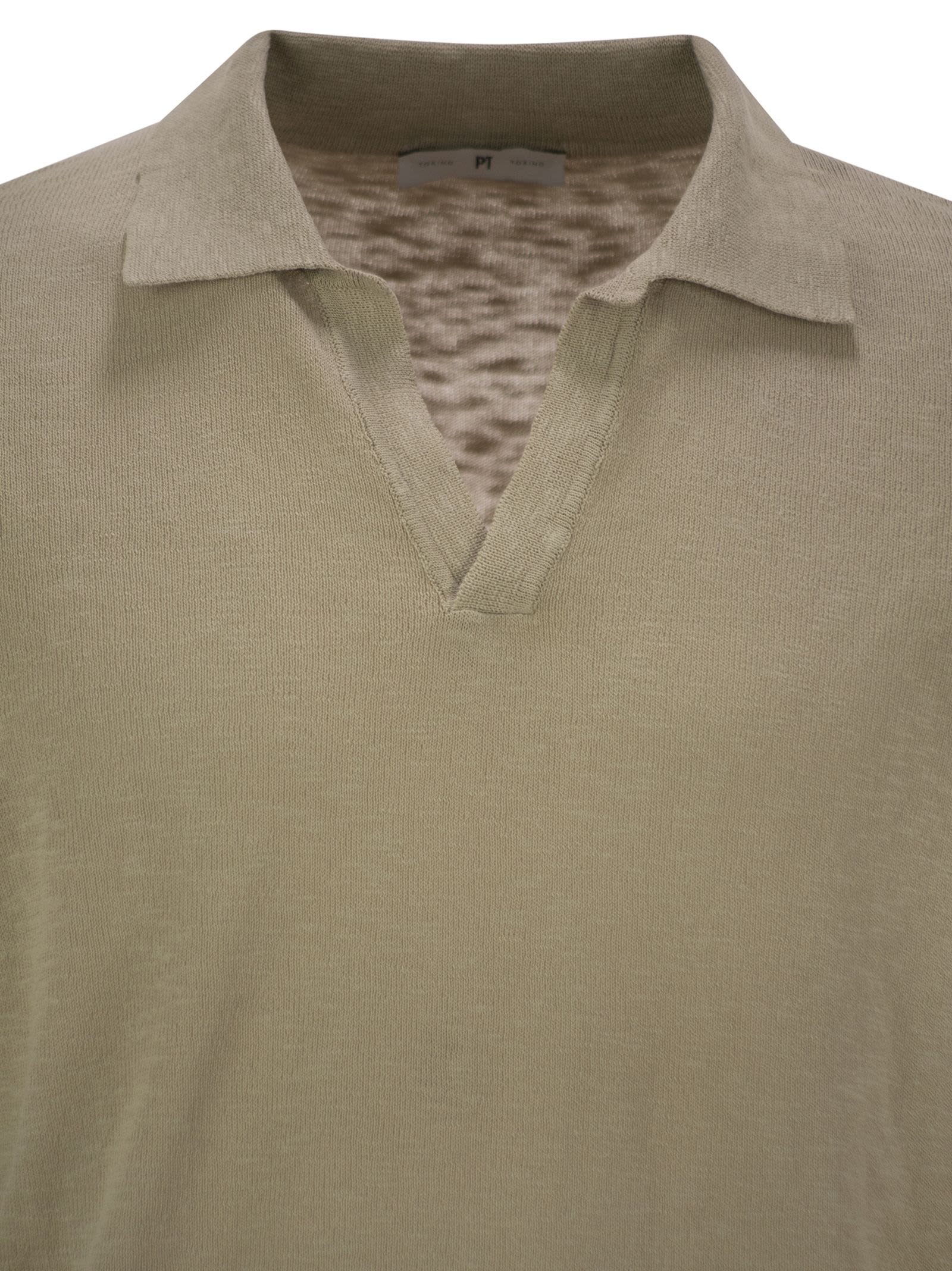 Pt Torino Cotton Polo Shirt In Beige