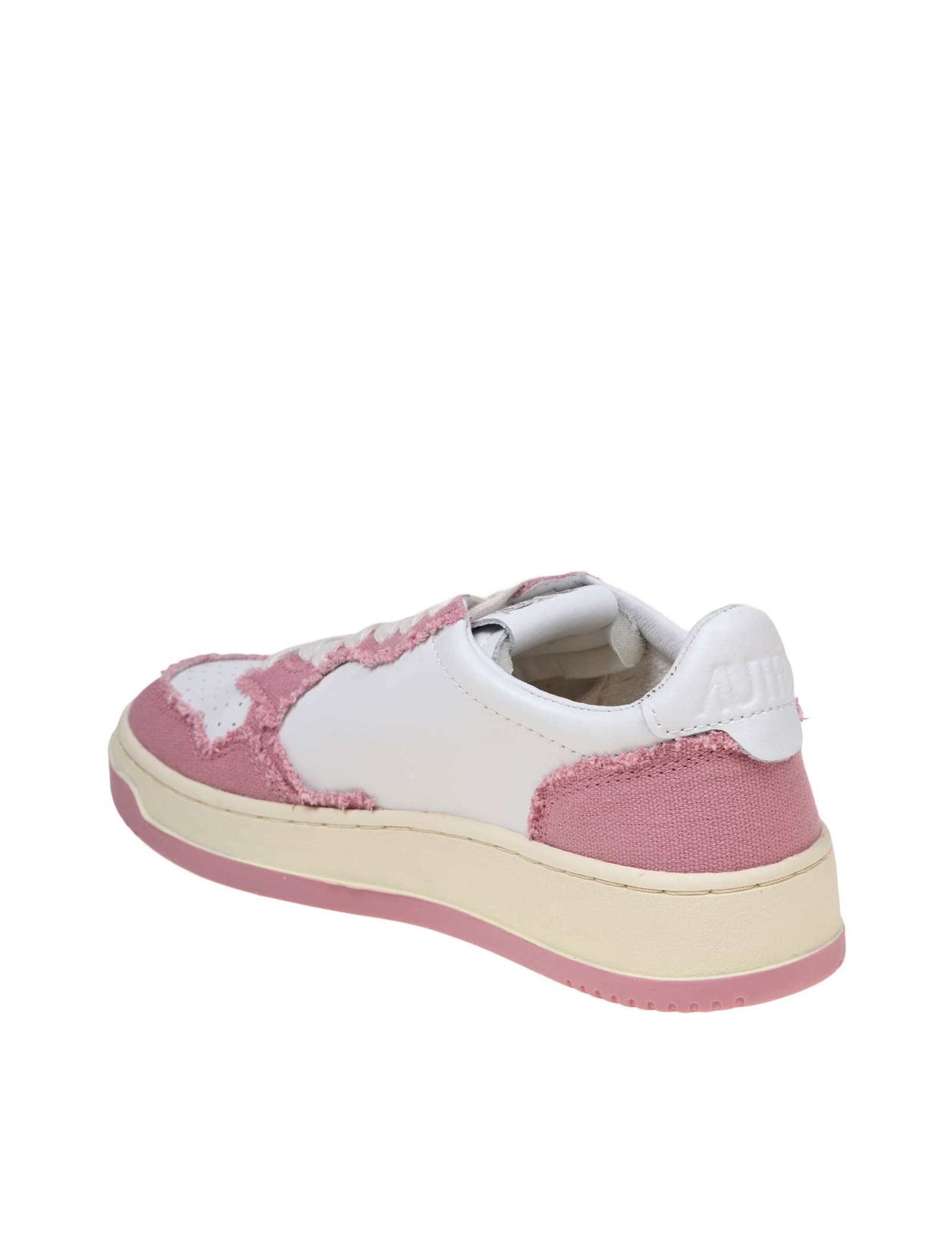 Shop Autry Sneakers In White And Pink Leather And Canvas In White/lilac