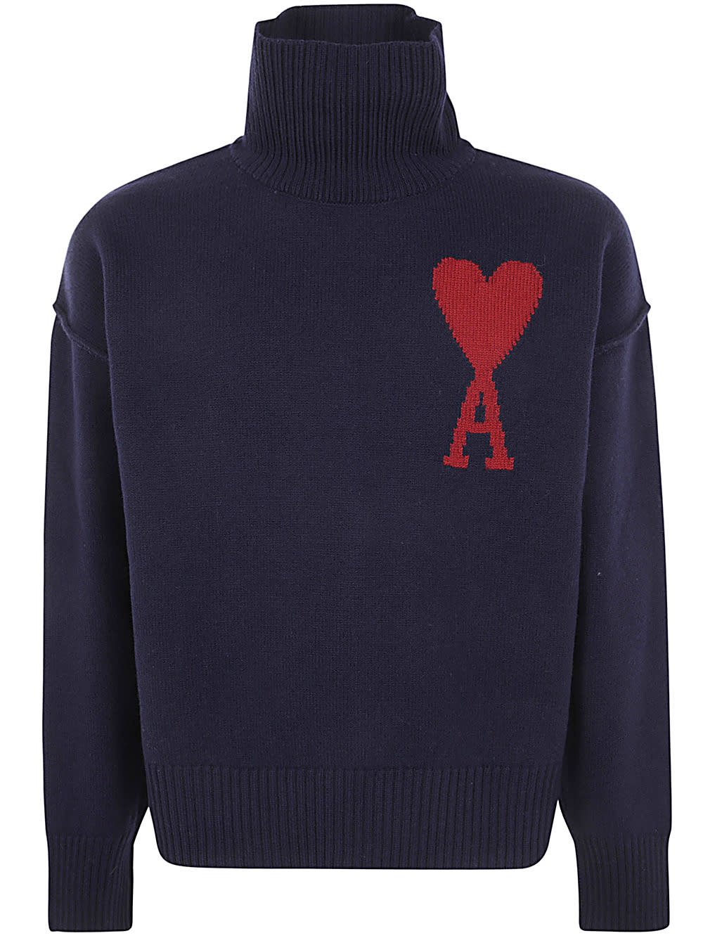 Shop Ami Alexandre Mattiussi Boxy Red Adc Sweater In Navy Red