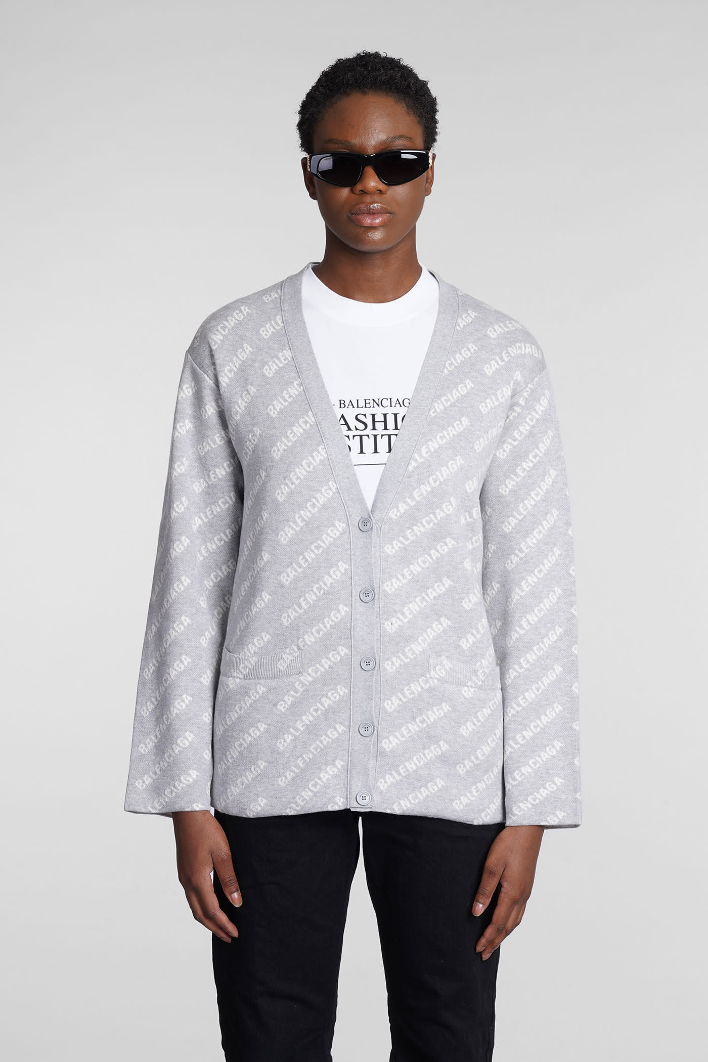Balenciaga Cardigan In Grey Cotton