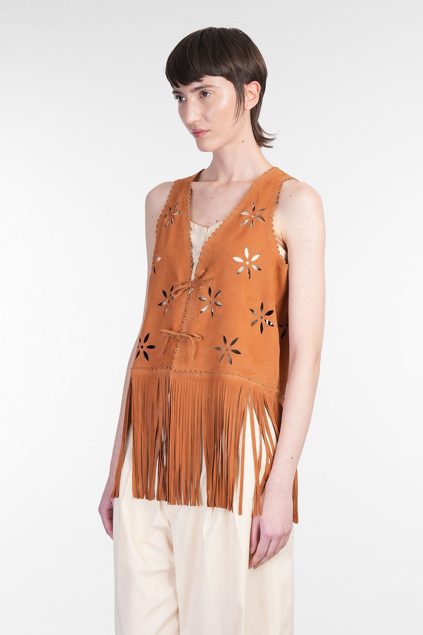 Antik Batik Tya Vest In Leather Color Leather