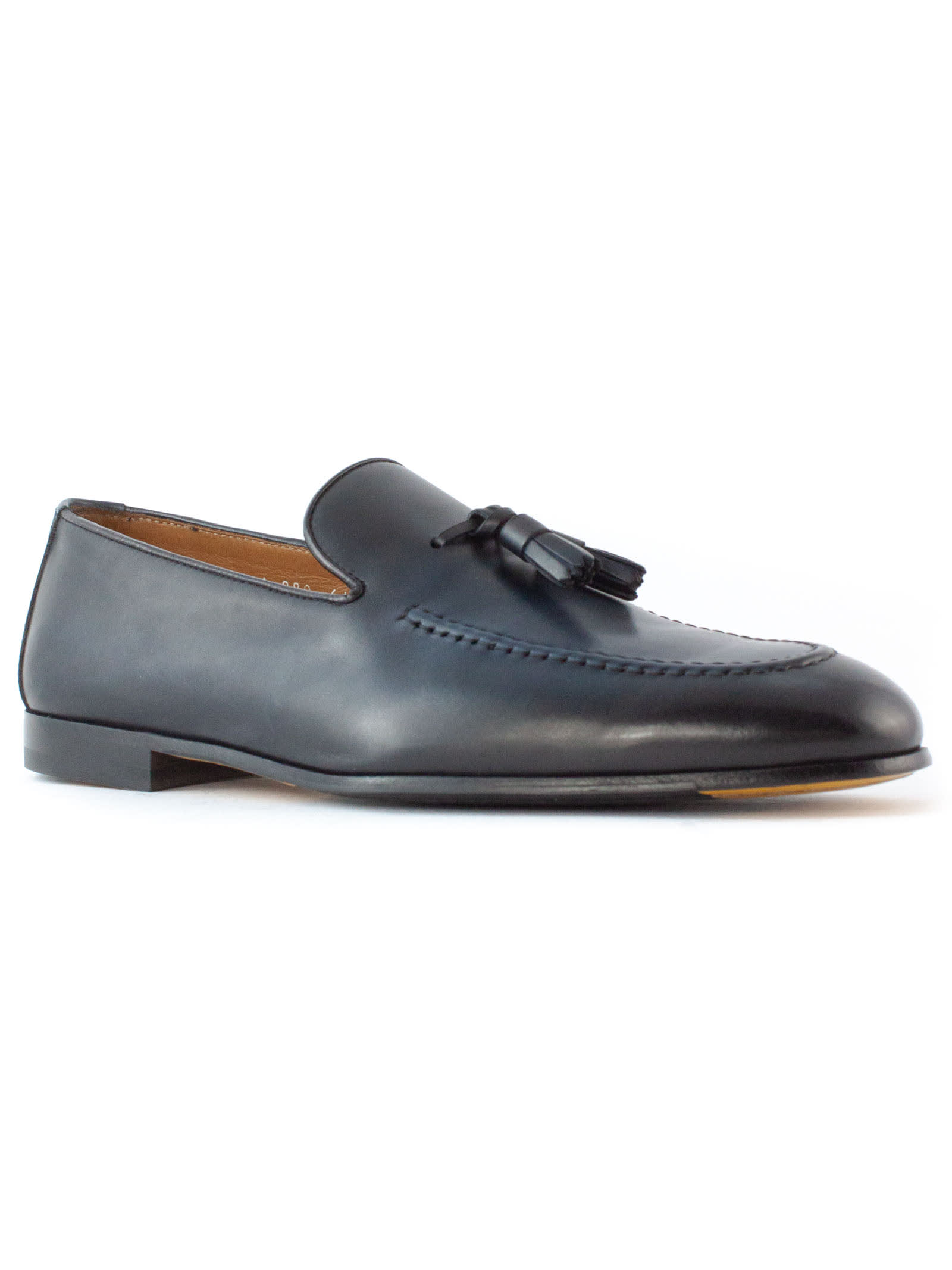 Shop Doucal's Blue Calf Leather Loafers