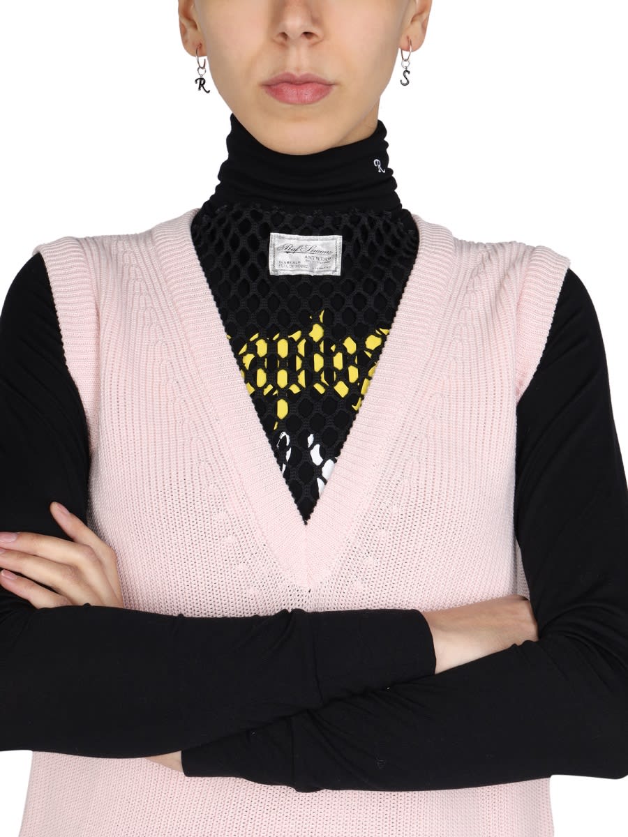 Shop Raf Simons Knitted Vest In Pink
