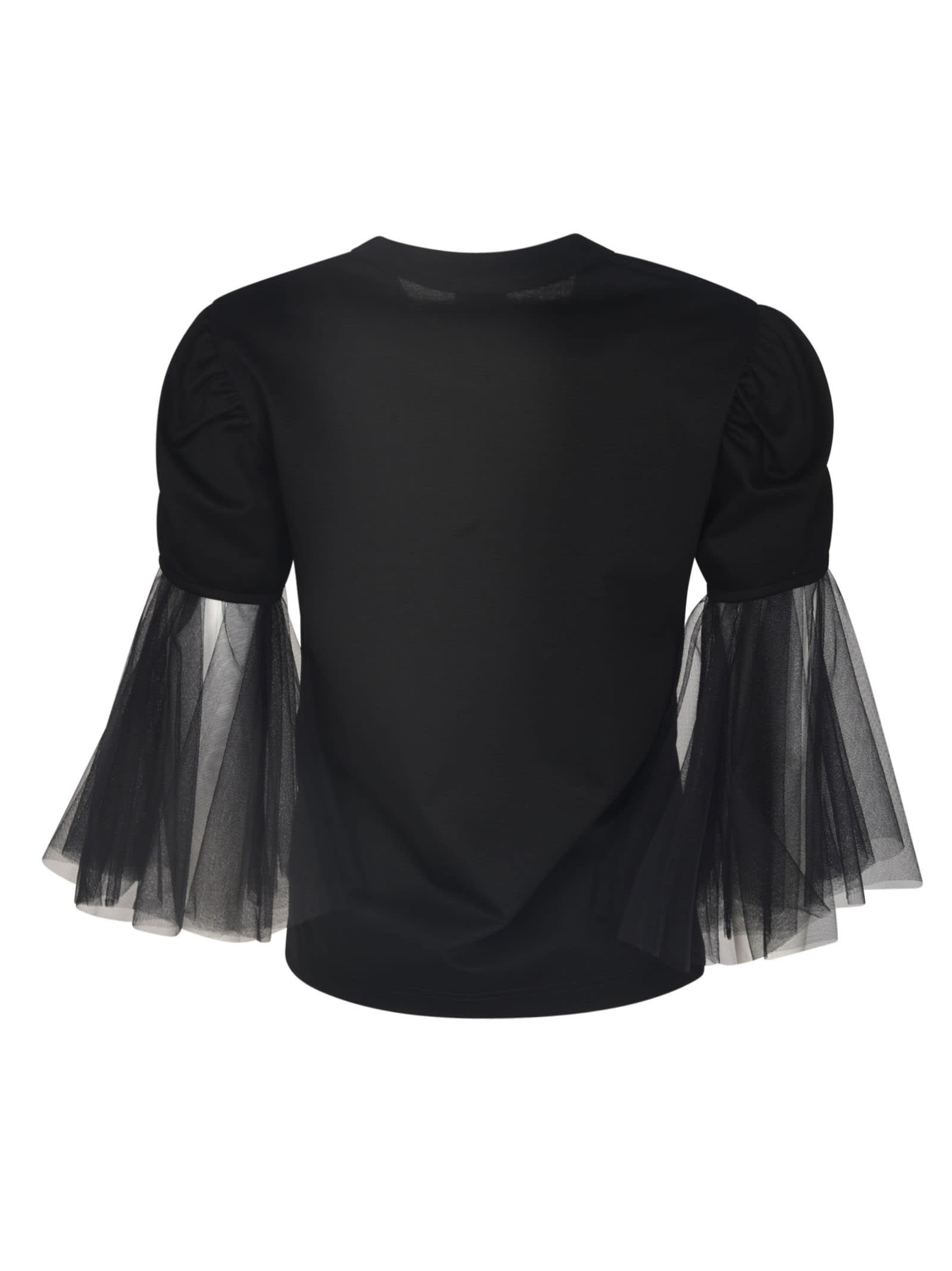 Shop Comme Des Garçons Lace Sleeved Round Neck T-shirt In Black