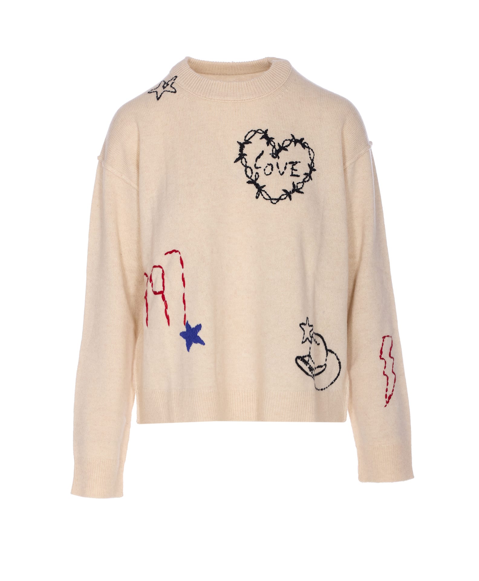 Zadig & Voltaire Womens Ecru Markuz Brand-embroidered Cashmere Jumper In Neutral