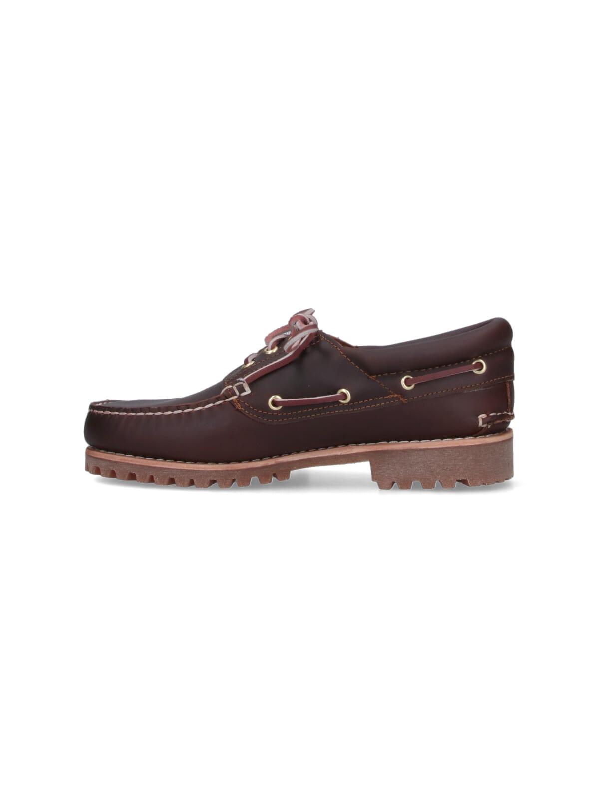 Timberland Brown Loafers With Embossed Logo On The Side And Low Block Heel In Leather Man In Orange