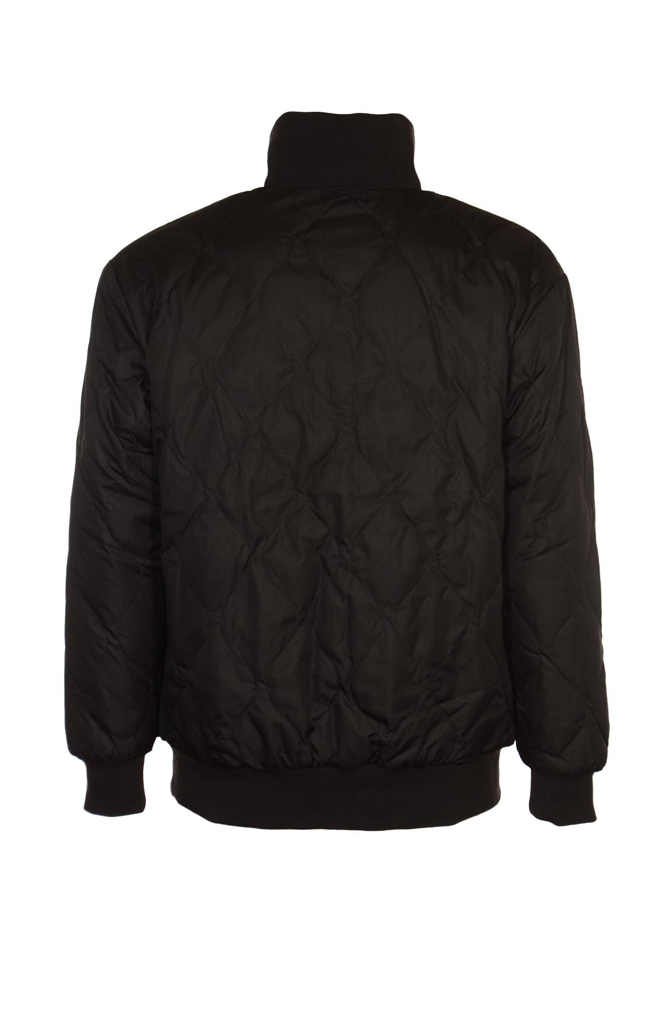 Shop Taion High-neck Quilted Down Jacket In Black/cream