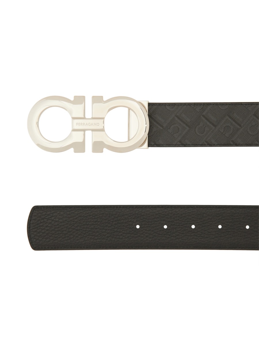 Ferragamo Reversible Hooks Belt In Black