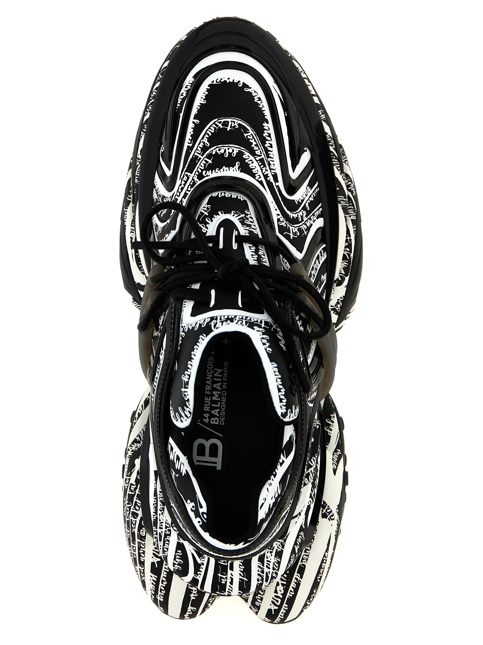 Balmain Unicorn Wave Lace-up Sneakers In Noir/blanc
