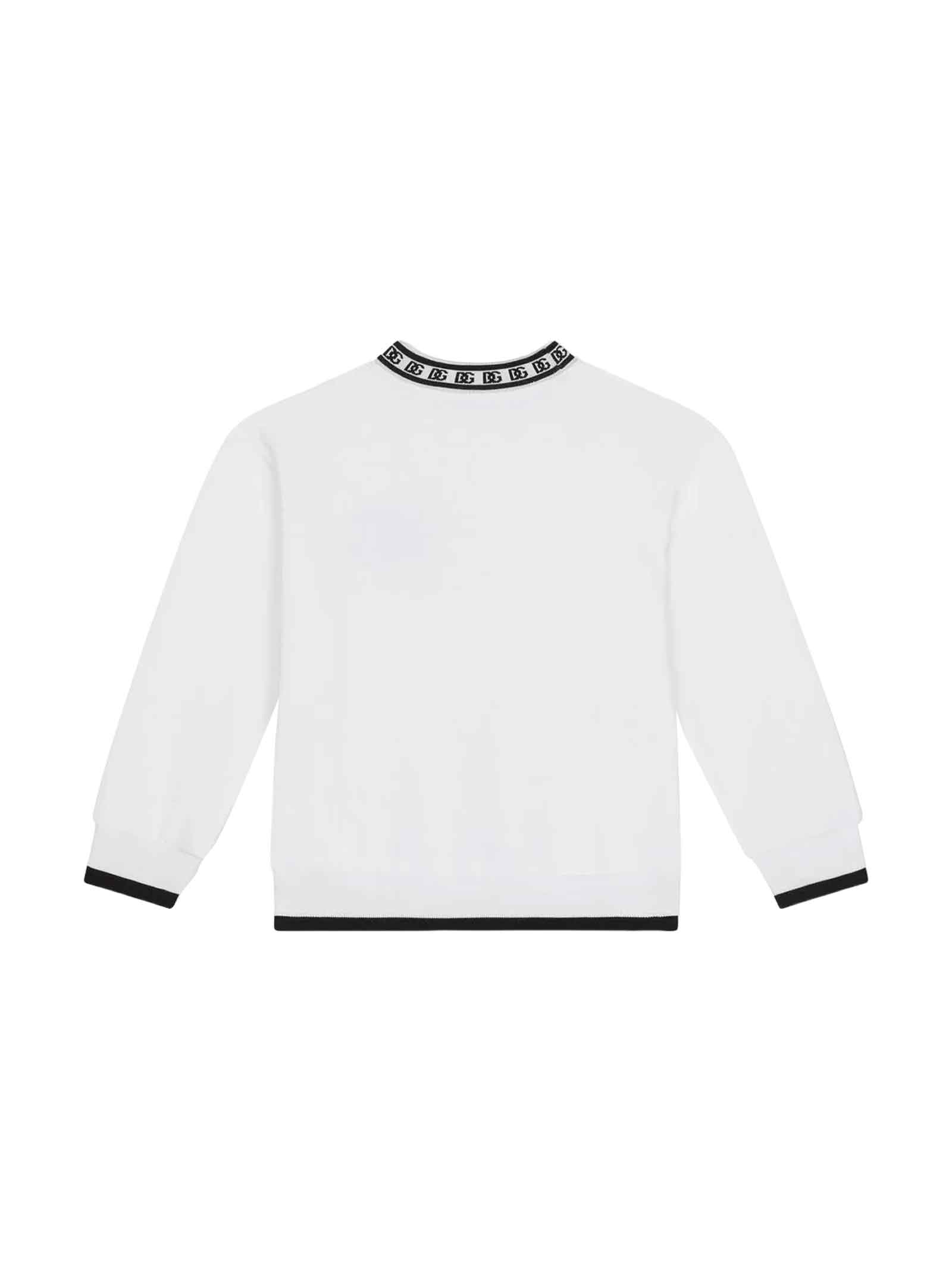 Shop Dolce & Gabbana White Sweatshirt Boy In Bianco Ottico