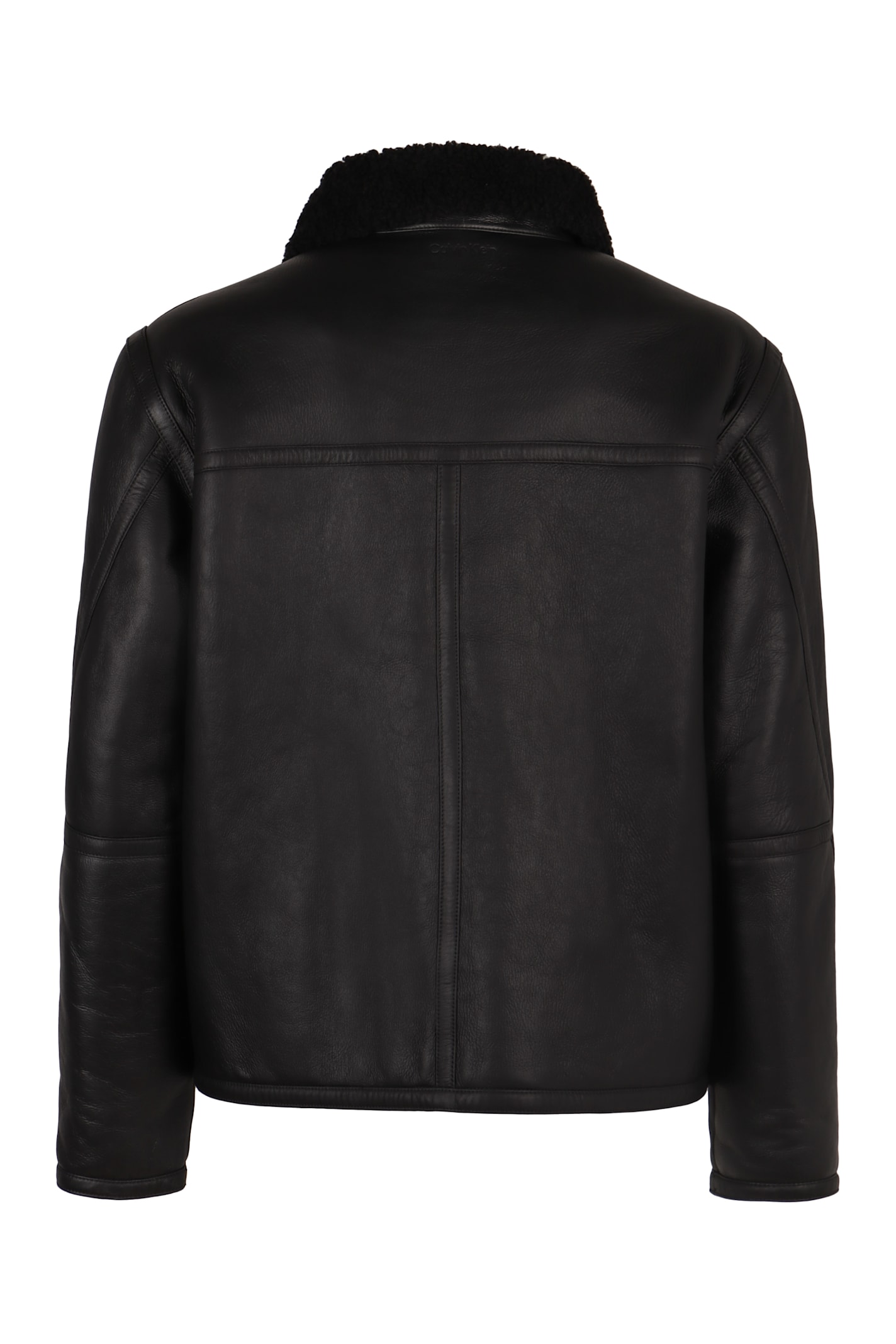 Shop Calvin Klein Leather Jacket In Black