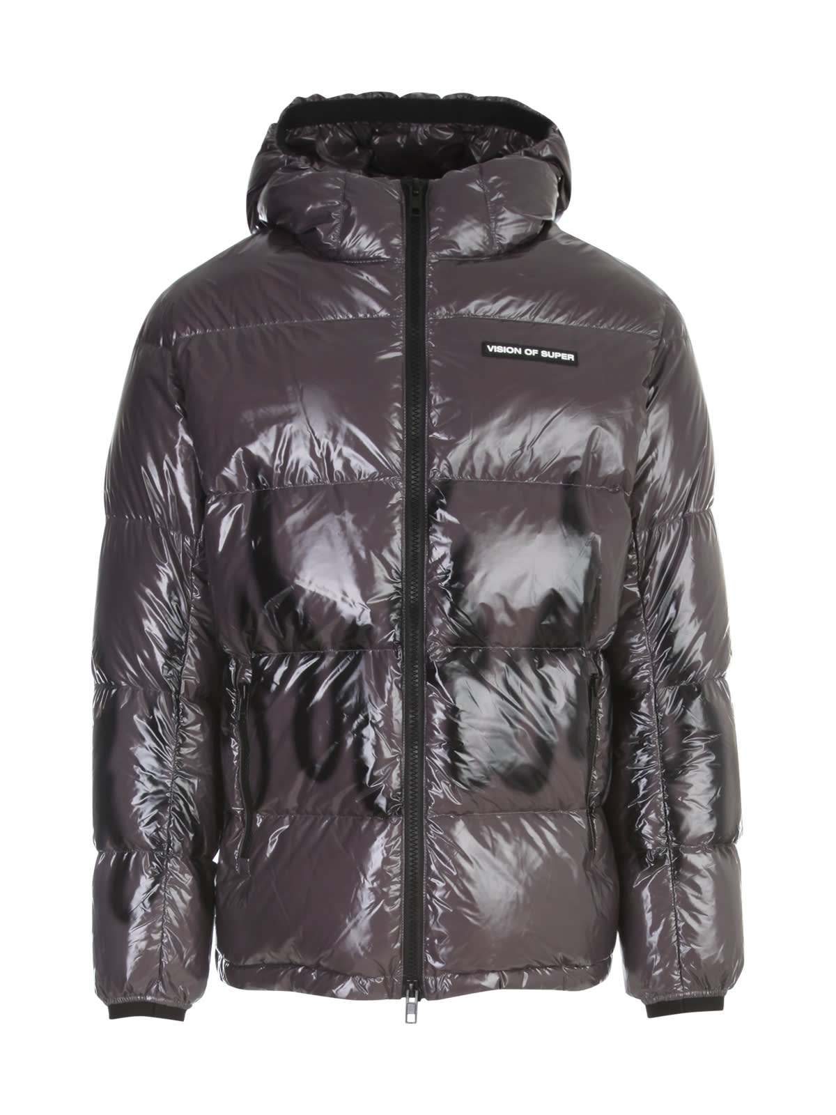 Vision of Super Grey Glossy Puffy Outwear W/black Flames