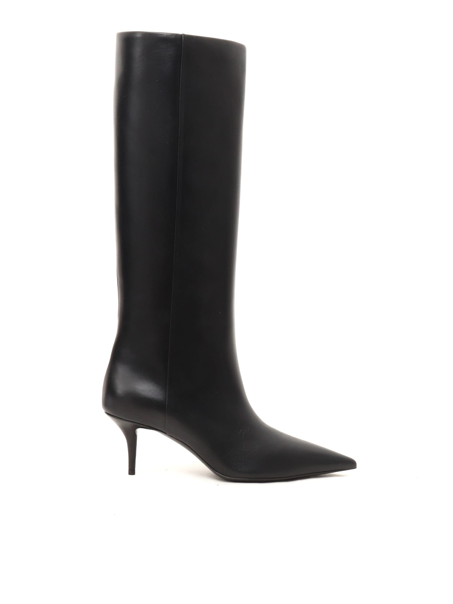 Shop Fabiana Filippi Leather Pointed Toe Boots In Black