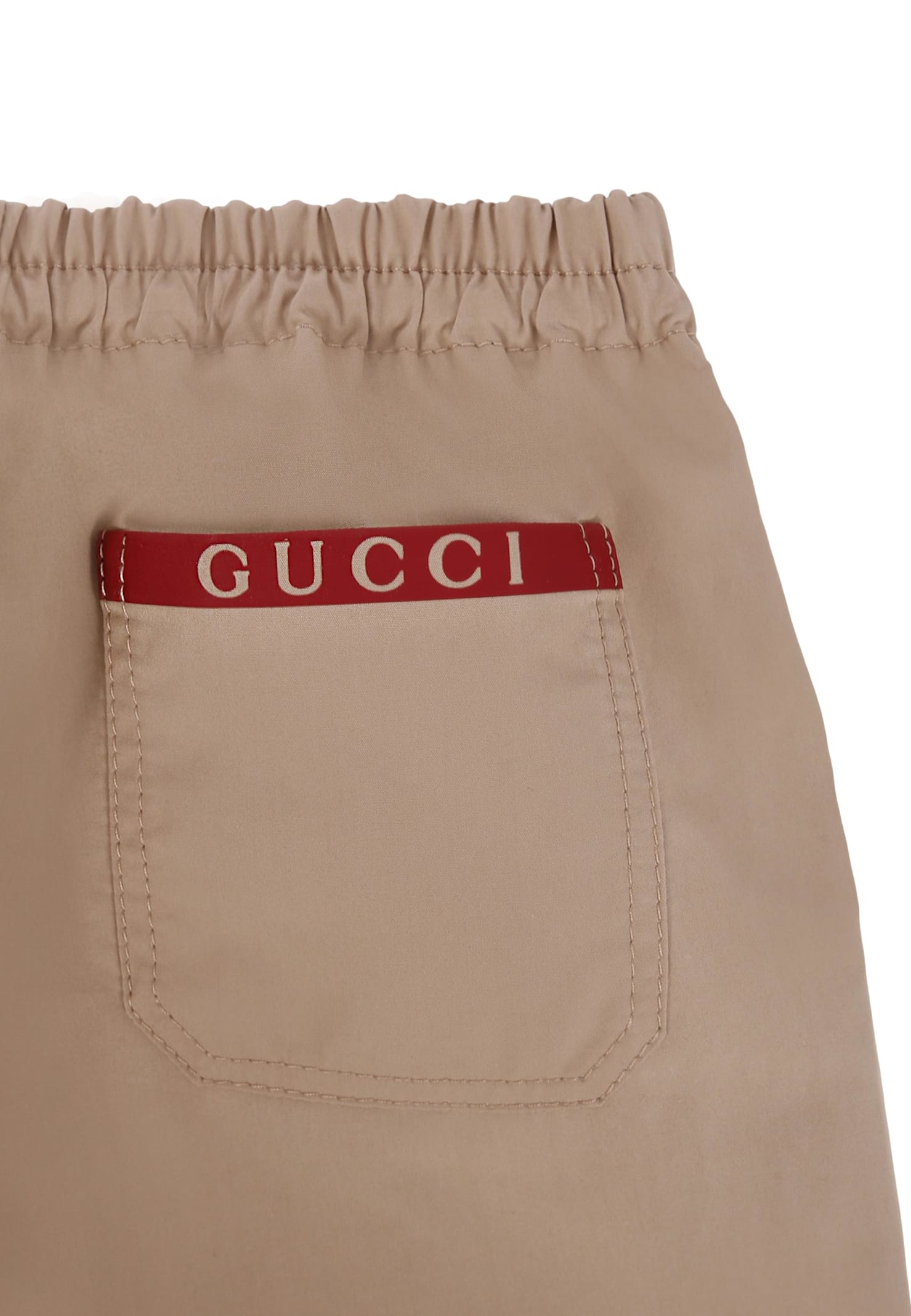 Gucci Beige Trousers For Baby Boy With Logo In Brown