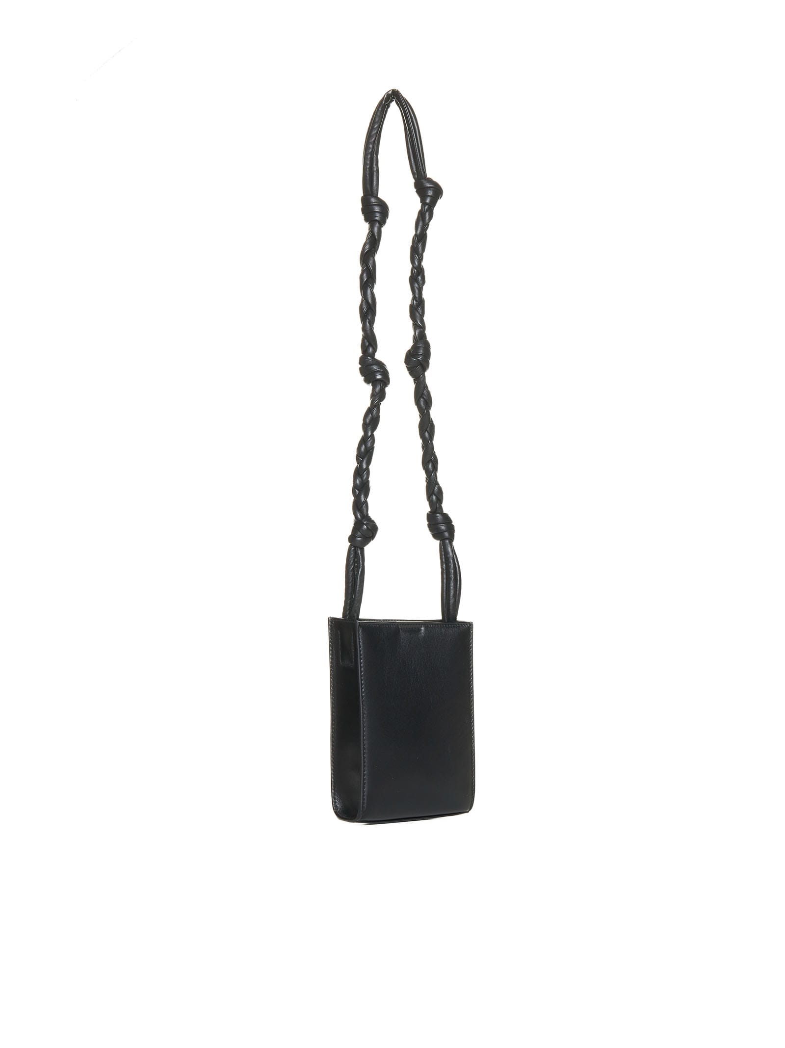 Jil Sander Black Leather Tangle Crossbody Bag In Black