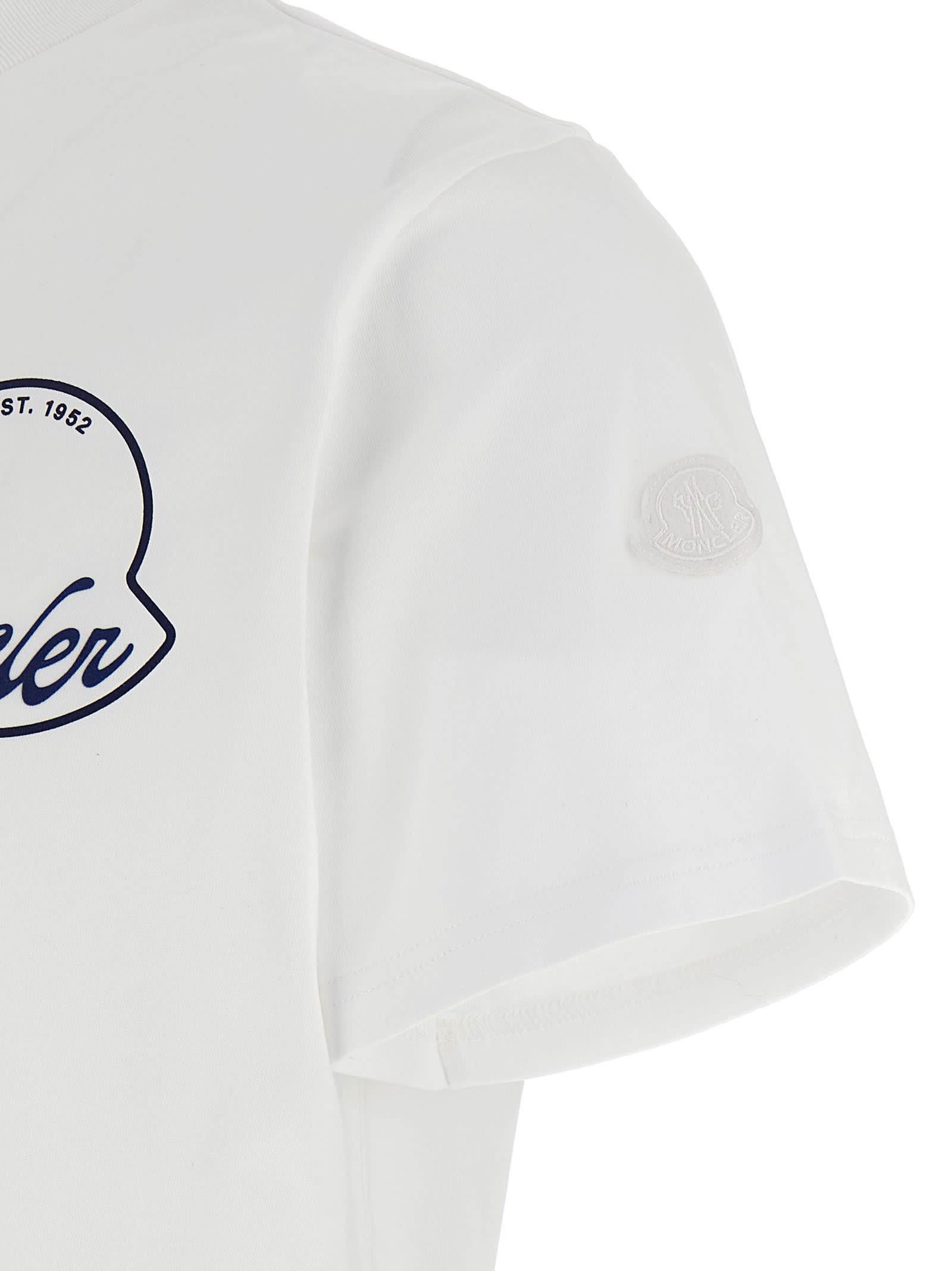 Moncler Men Logo Cotton T-shirt White In White
