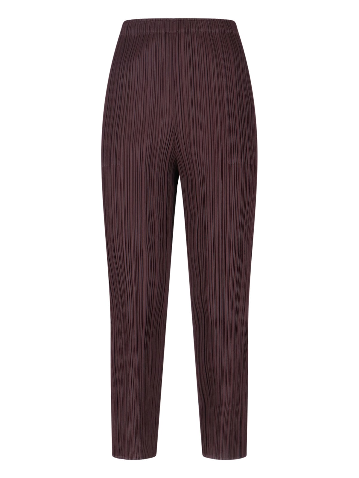 Issey Miyake Slim Fit Pleated Trousers In Brown