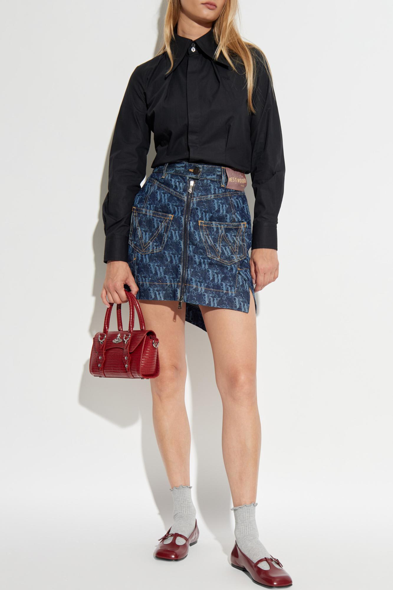Vivienne Westwood Asymmetric Hem Skirt Belt Loops Pockets In Blue