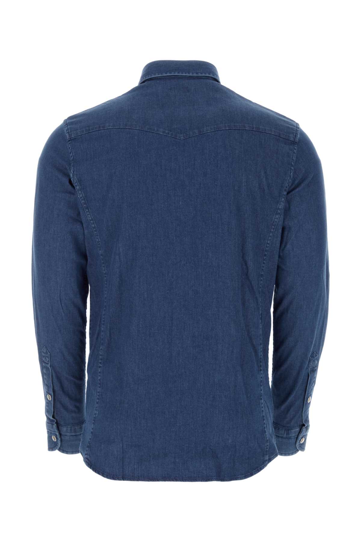 Shop Tom Ford Stretch Denim Shirt In Blue