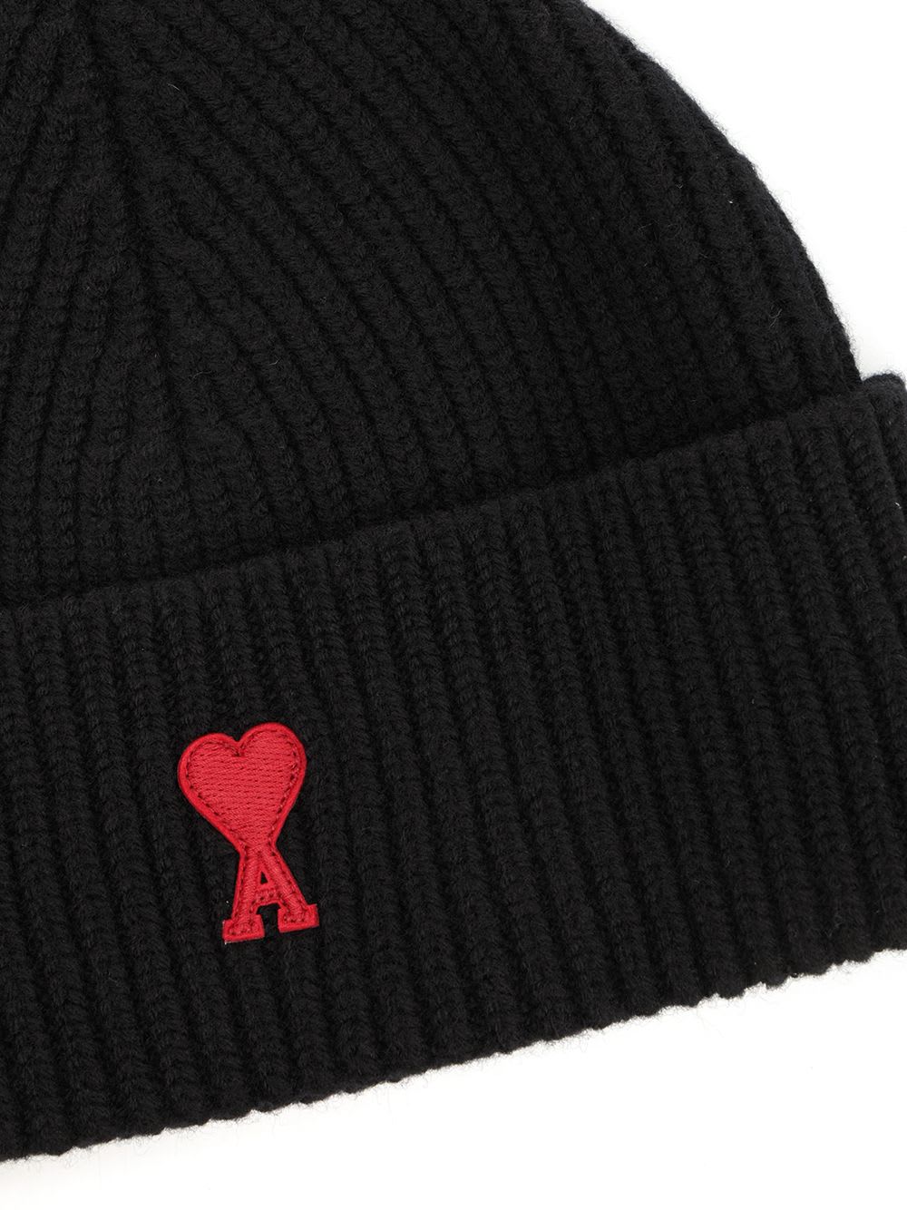 Ami Alexandre Mattiussi Ami De Coeur Beanie Hat In Black