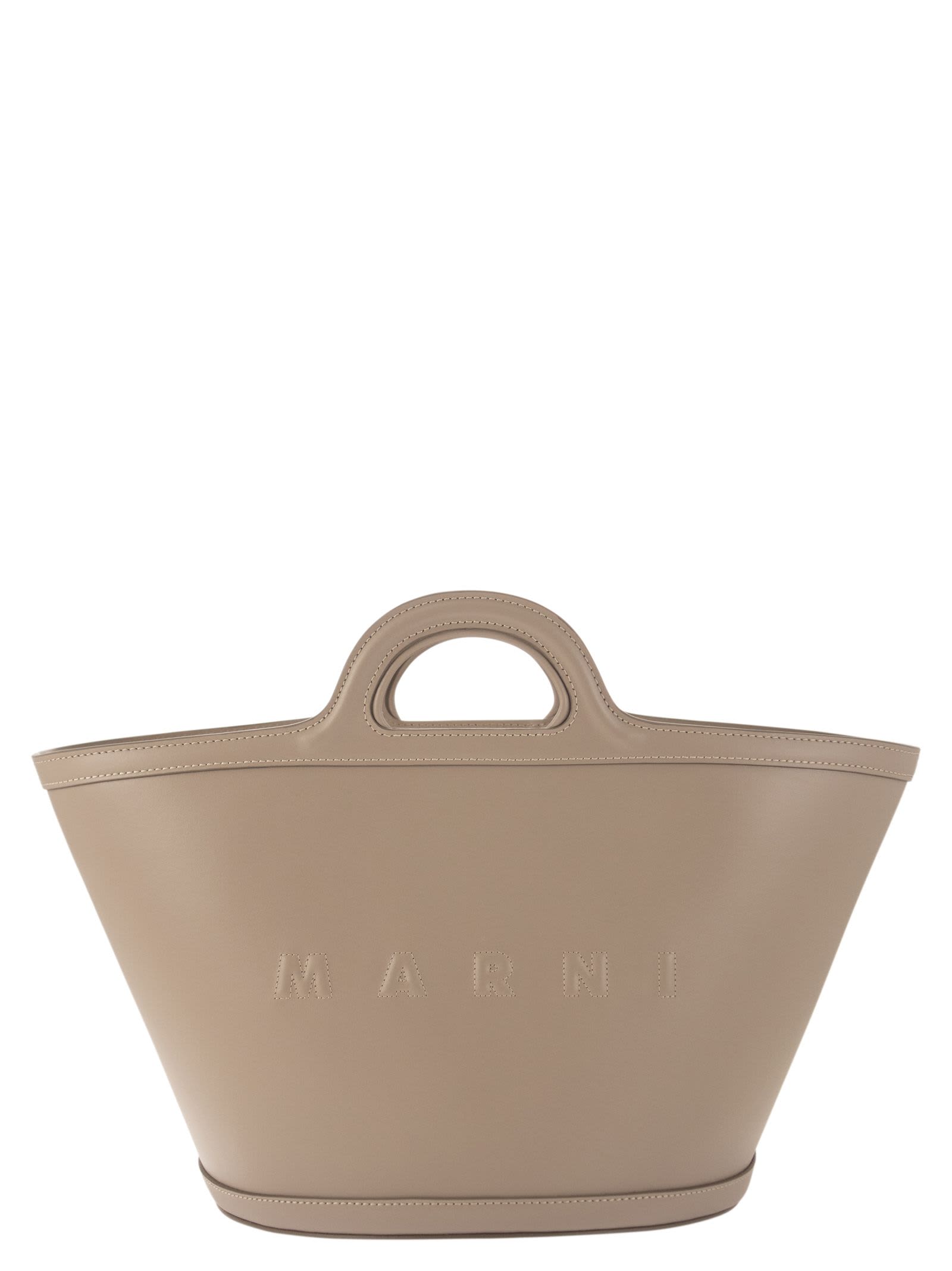 Shop Marni Tropicalia S - Leather Handbag In Beige