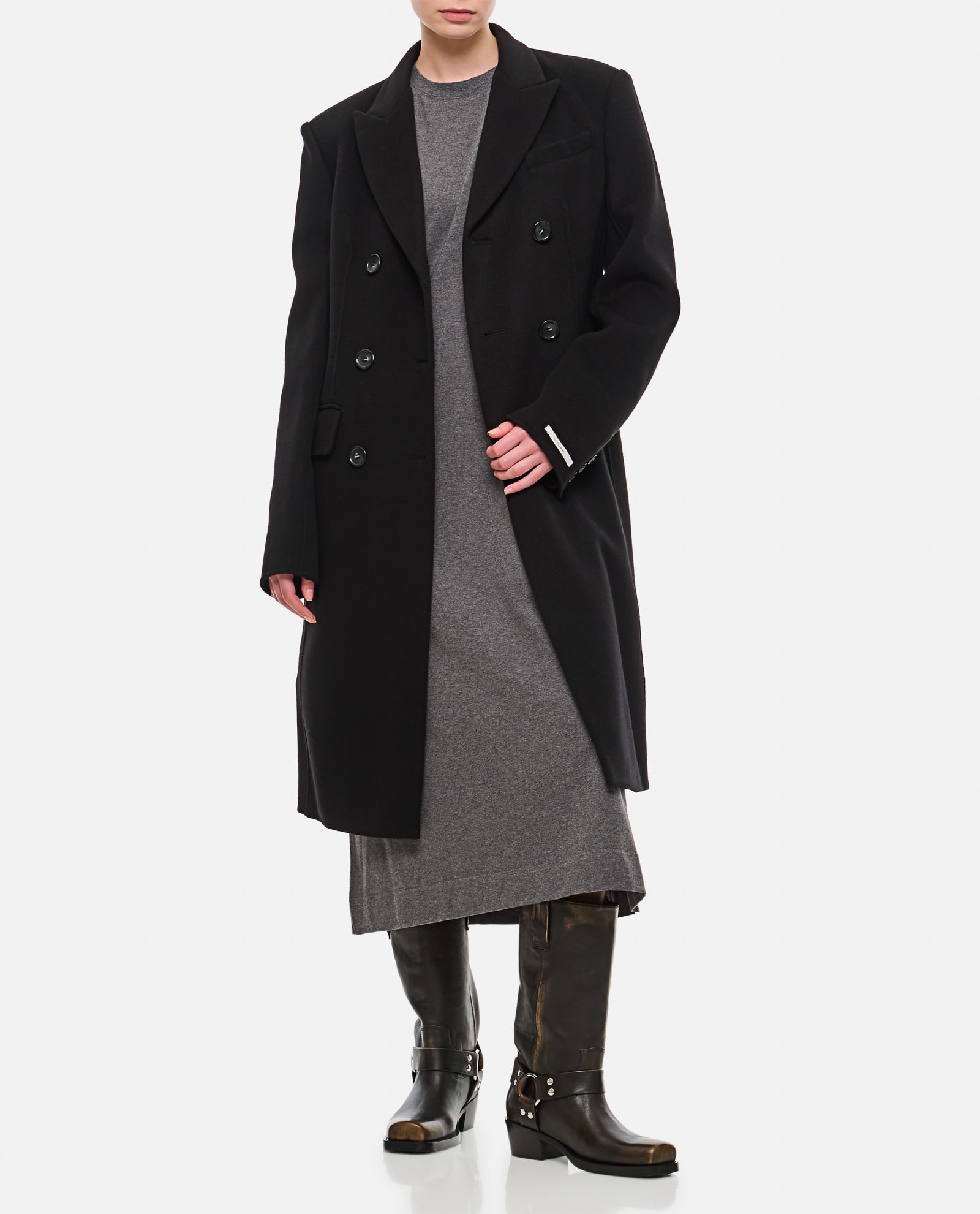 Shop Sportmax Morgana Double Breasted Coat In Black