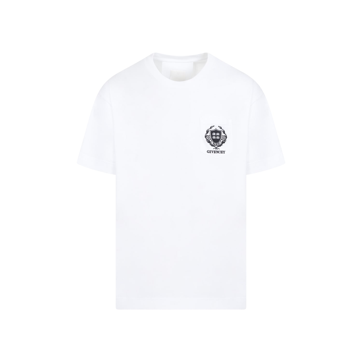 Shop Givenchy Casual Short Sleeve Front Pocket Base T-shirt In White