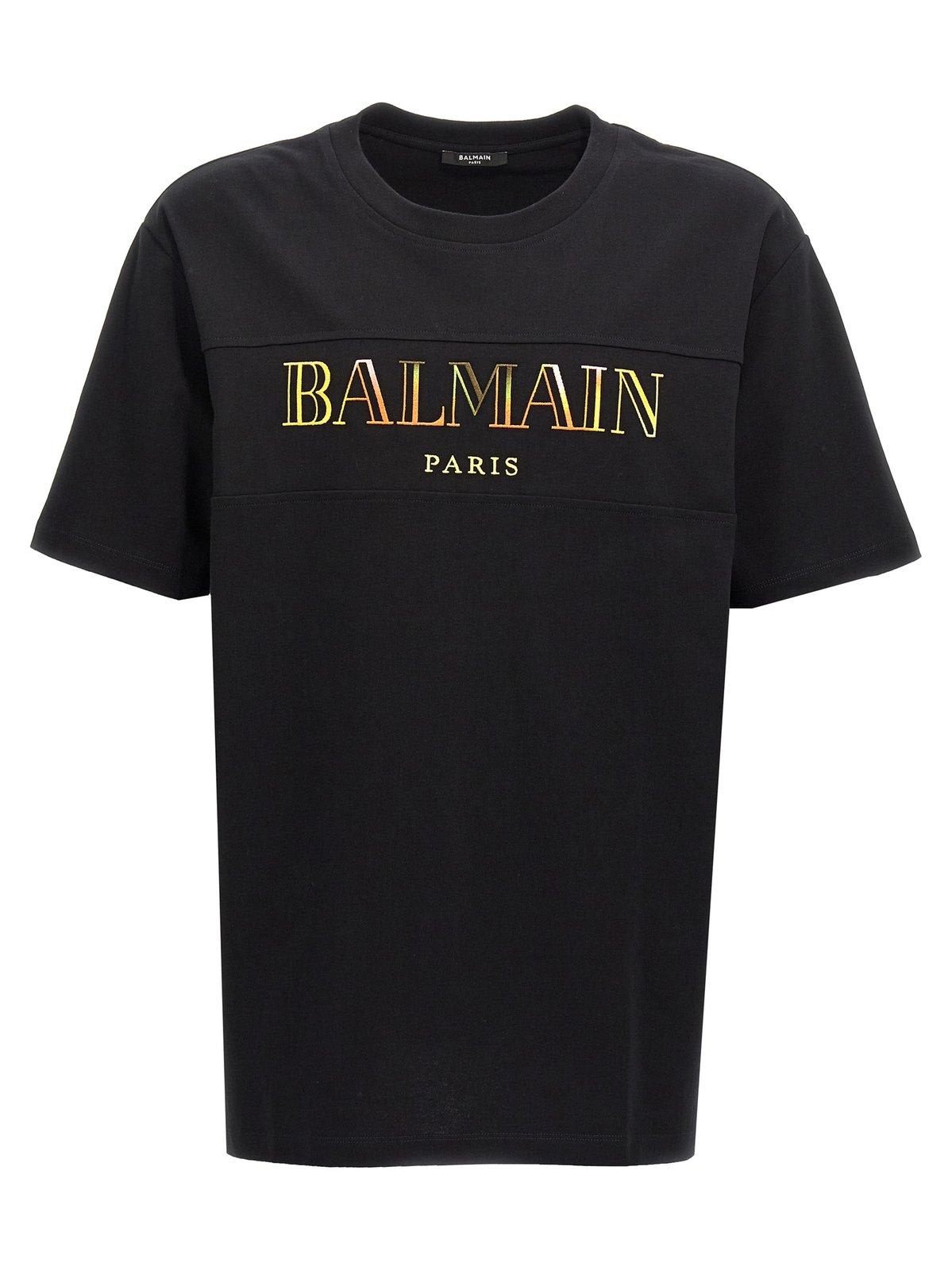 Shop Balmain Vintage Logo Embroidered T-shirt In Multicolour