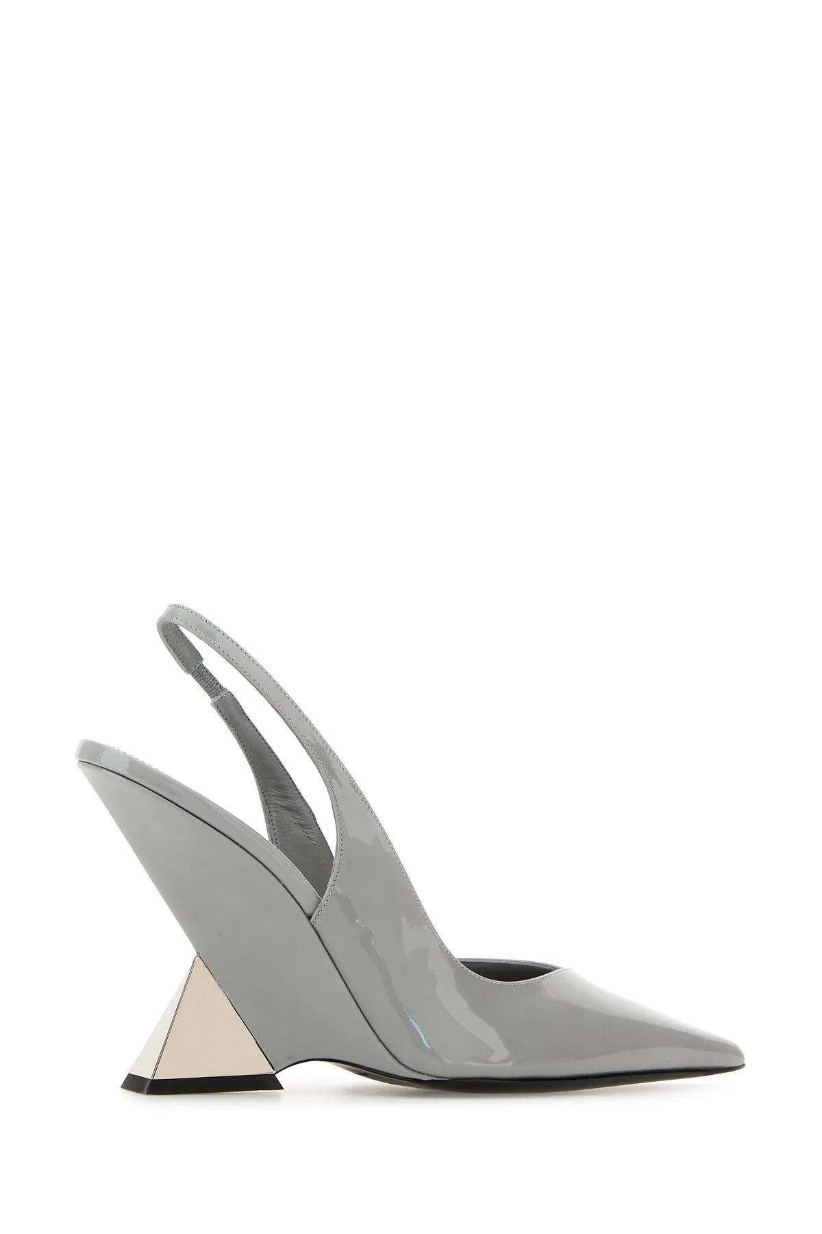 Attico Grey Leather Cheope Pumps In Greynichel