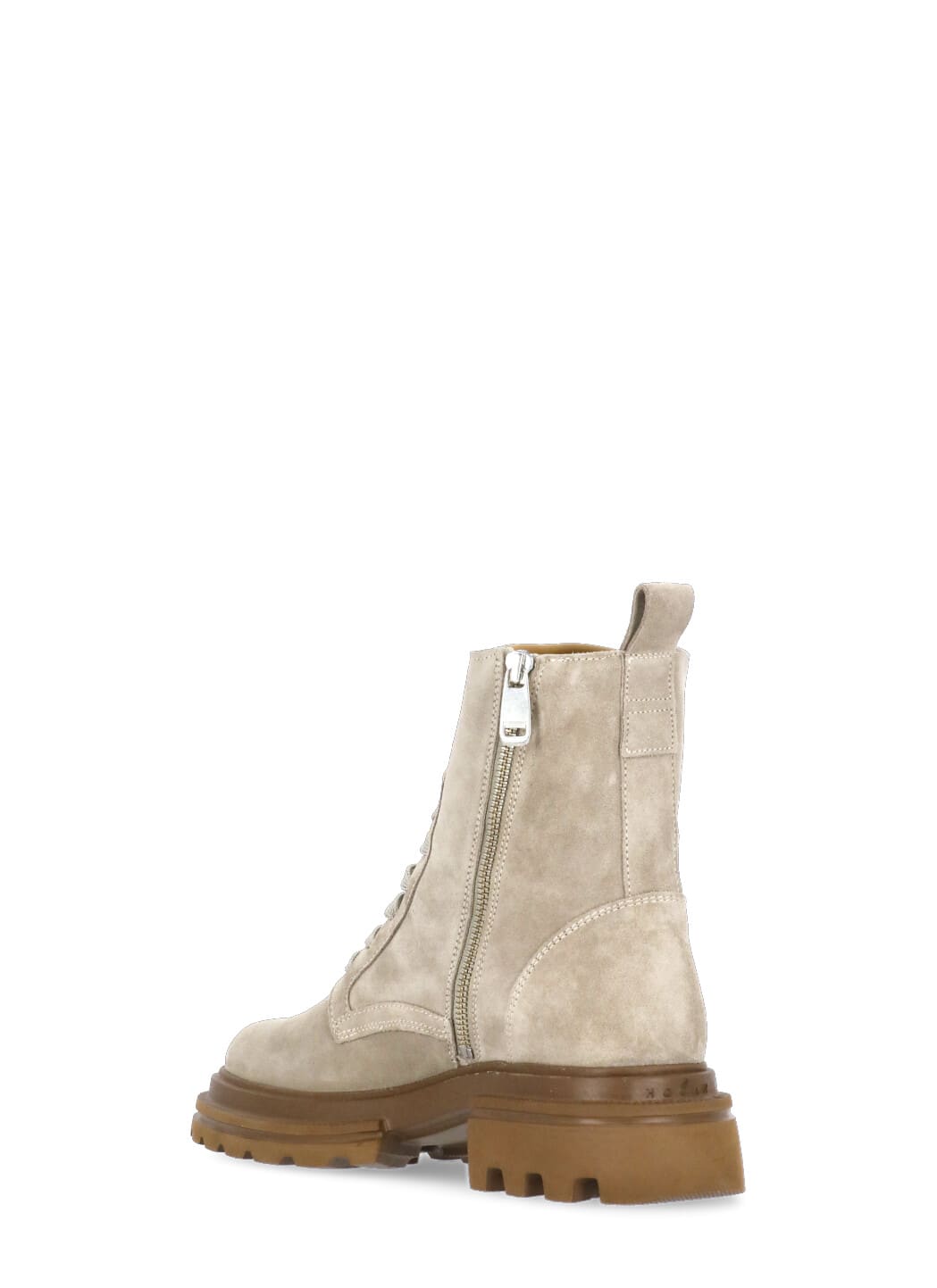 Shop Hogan H674 Combat Boots In Beige