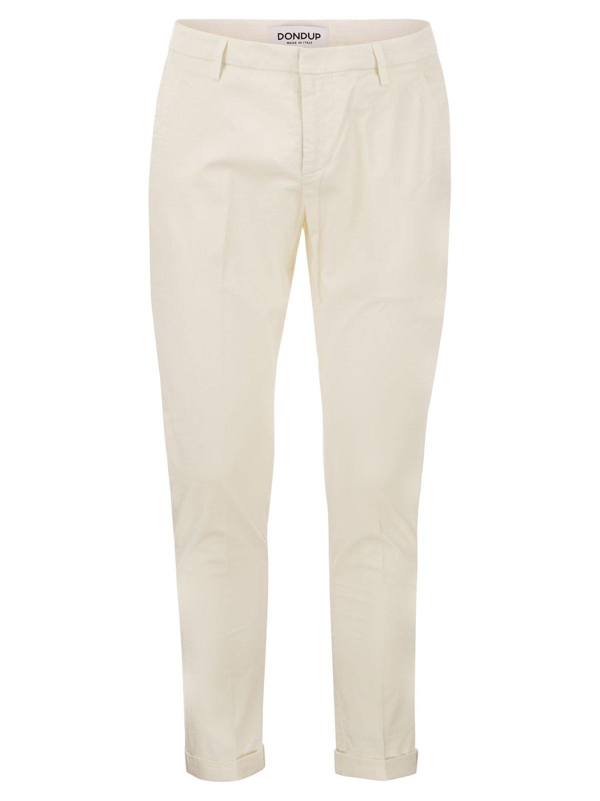 Dondup Mid-rise Straight Leg Trousers In Panna