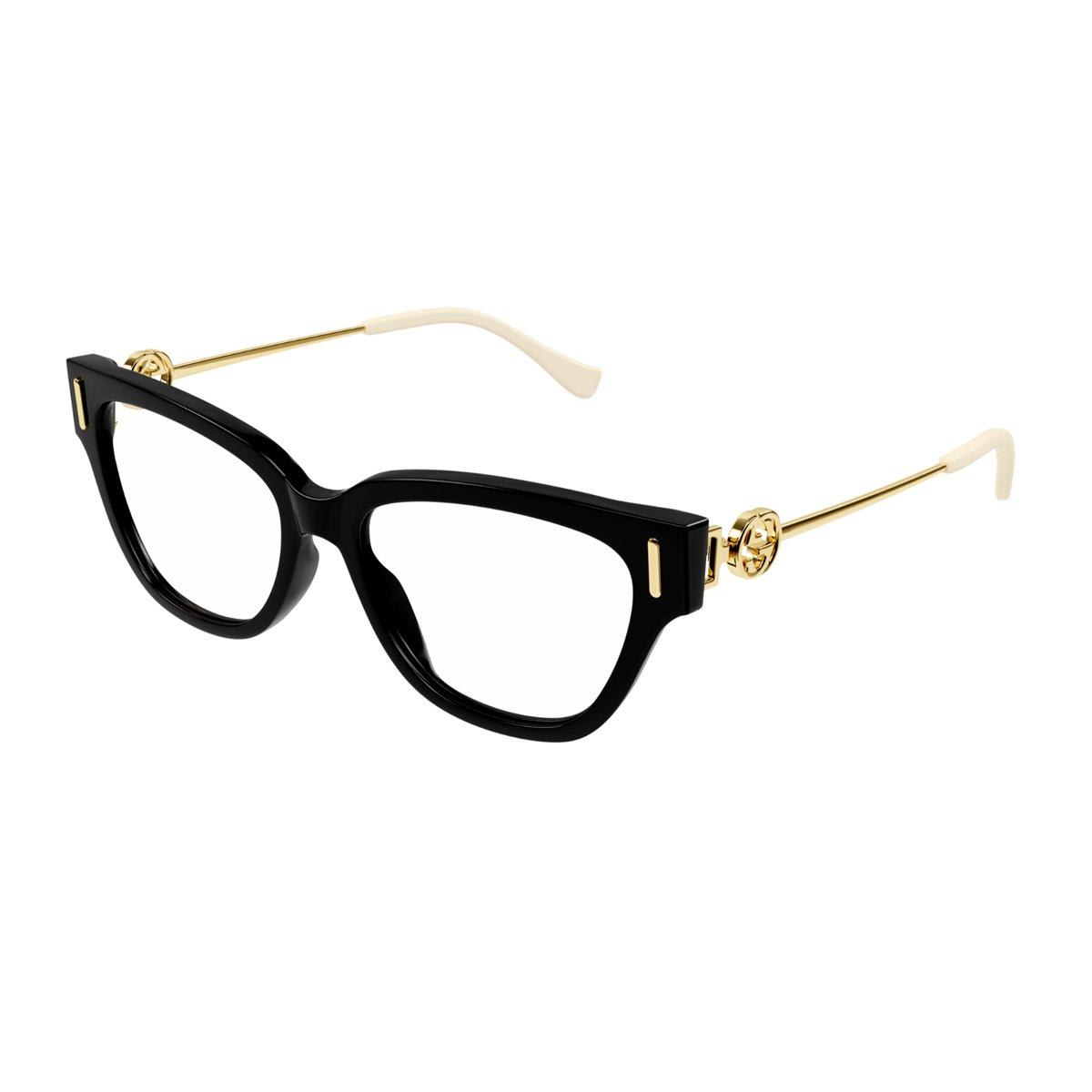 Shop Gucci Cat-eye Glasses In Black-gold-transparent