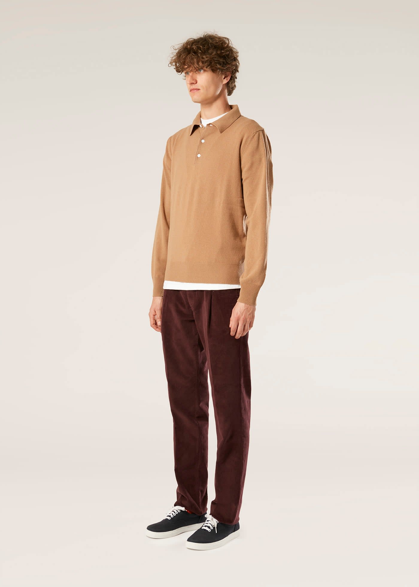 Shop Doppiaa Aantioco Burgundy Pleated Stretch Cotton-corduroy Trousers