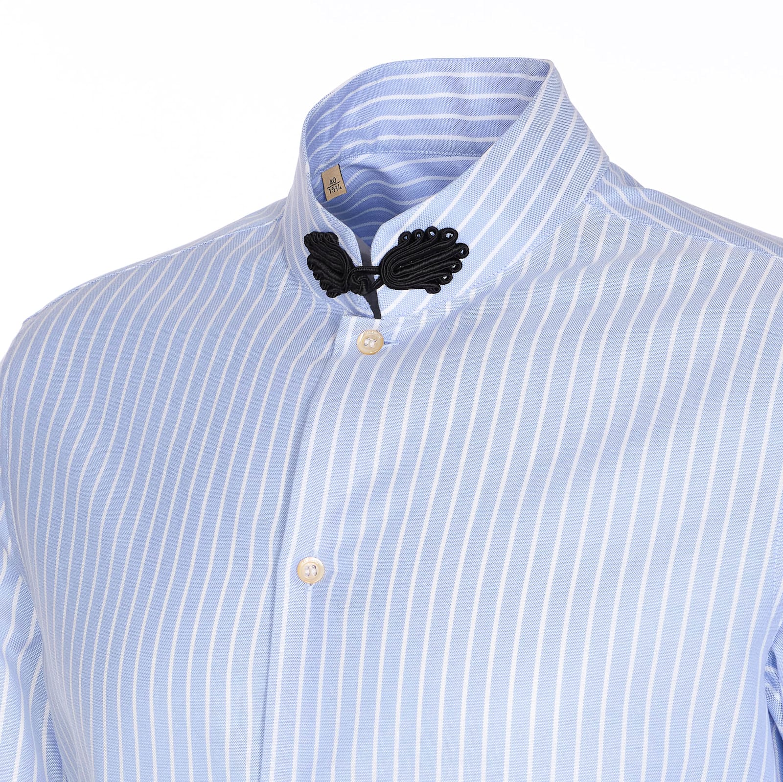 Valentino Cotton Shirt With Striped Pattern And Embroidered Motif In Blue
