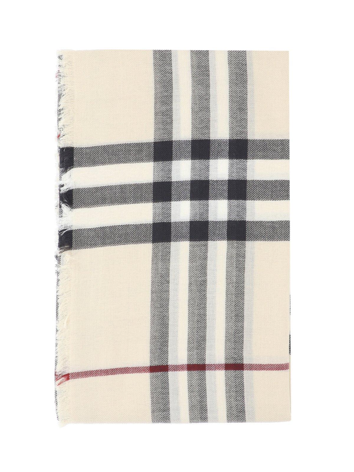 BURBERRY CHECK PRINTED FRAYED-EDGE SCARF