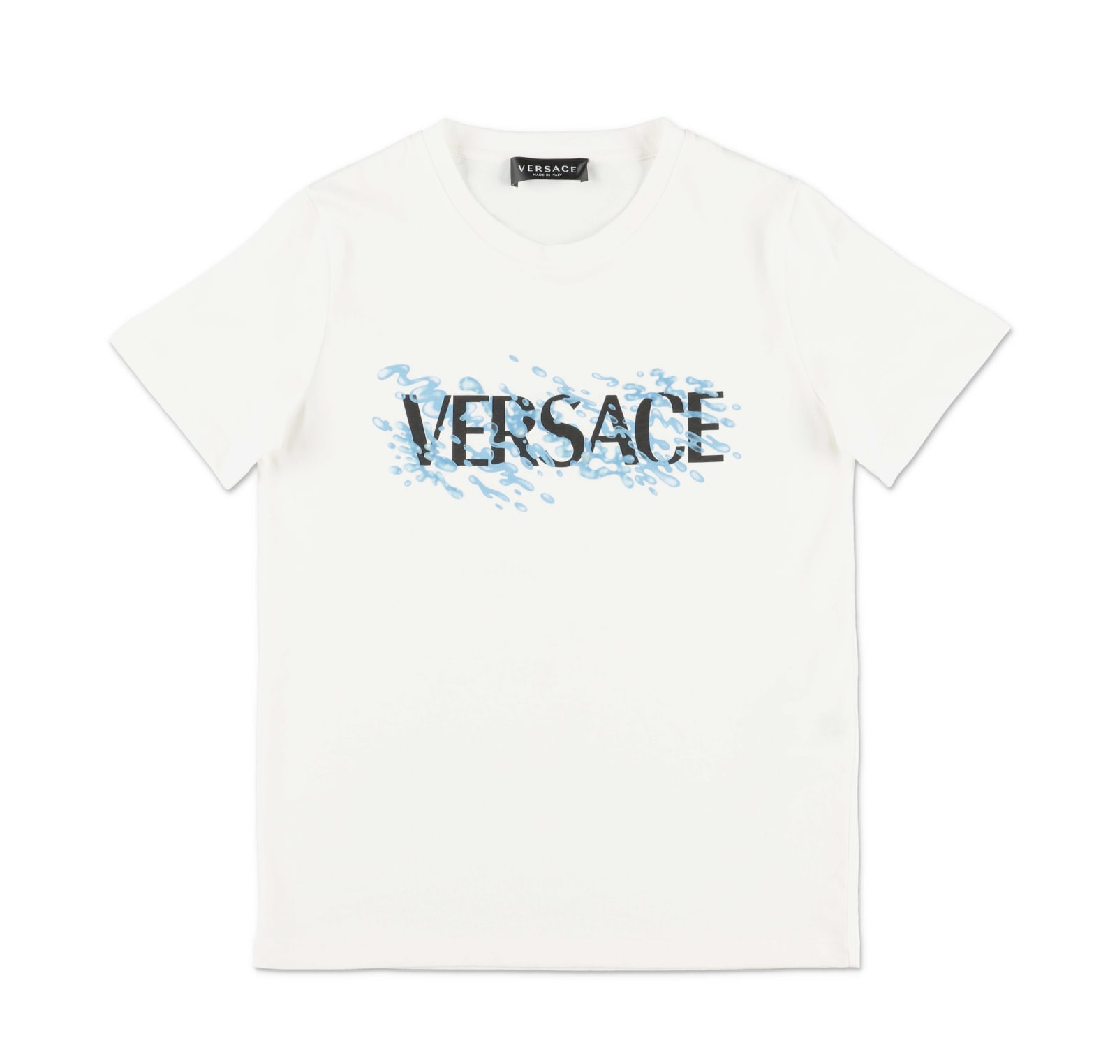 Versace T-shirt Bianca In Jersey Di Cotone Bambino