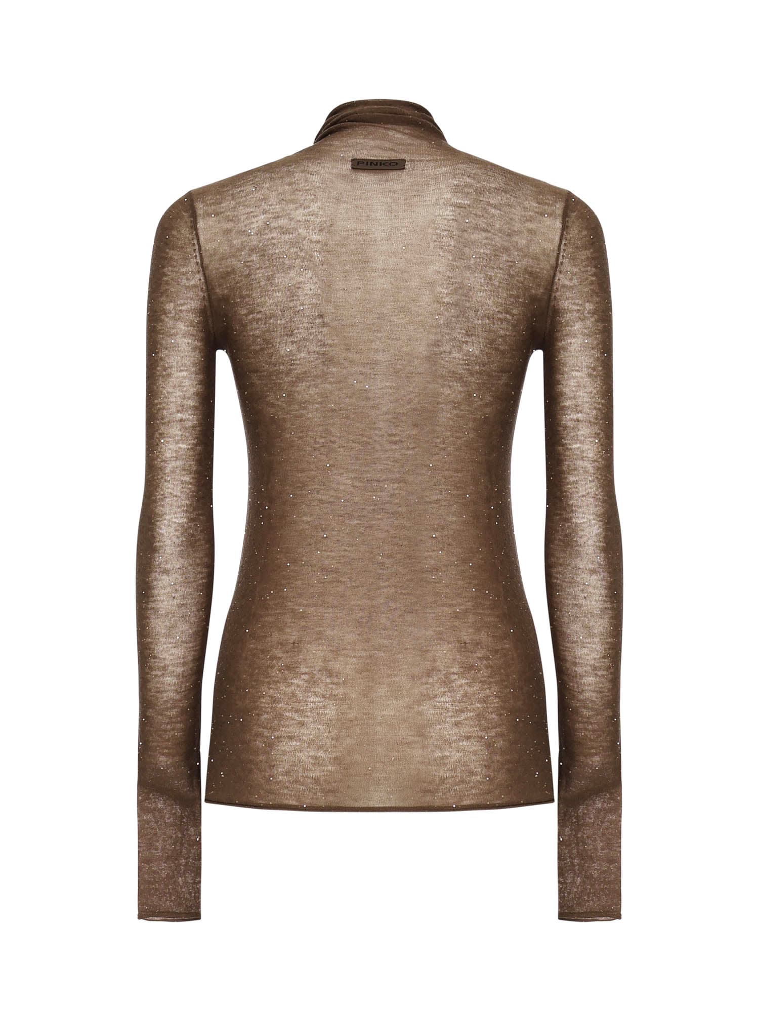 Pinko Wool Sweater With Micro Sequins In Brown