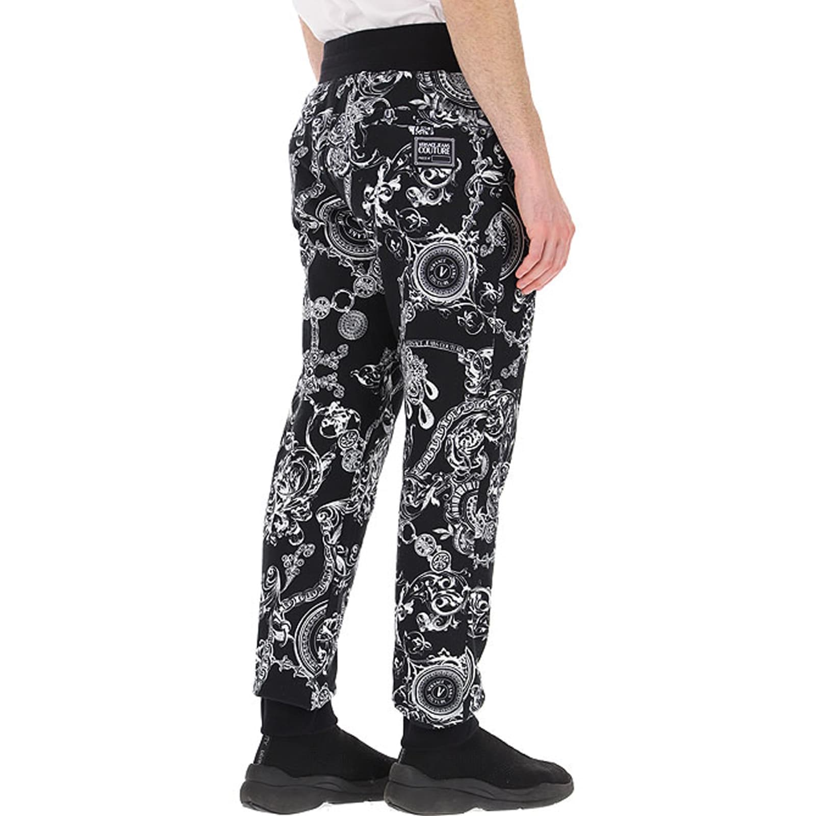Shop Versace Jeans Couture Jeans Couture Cotton Printed Pants In Black